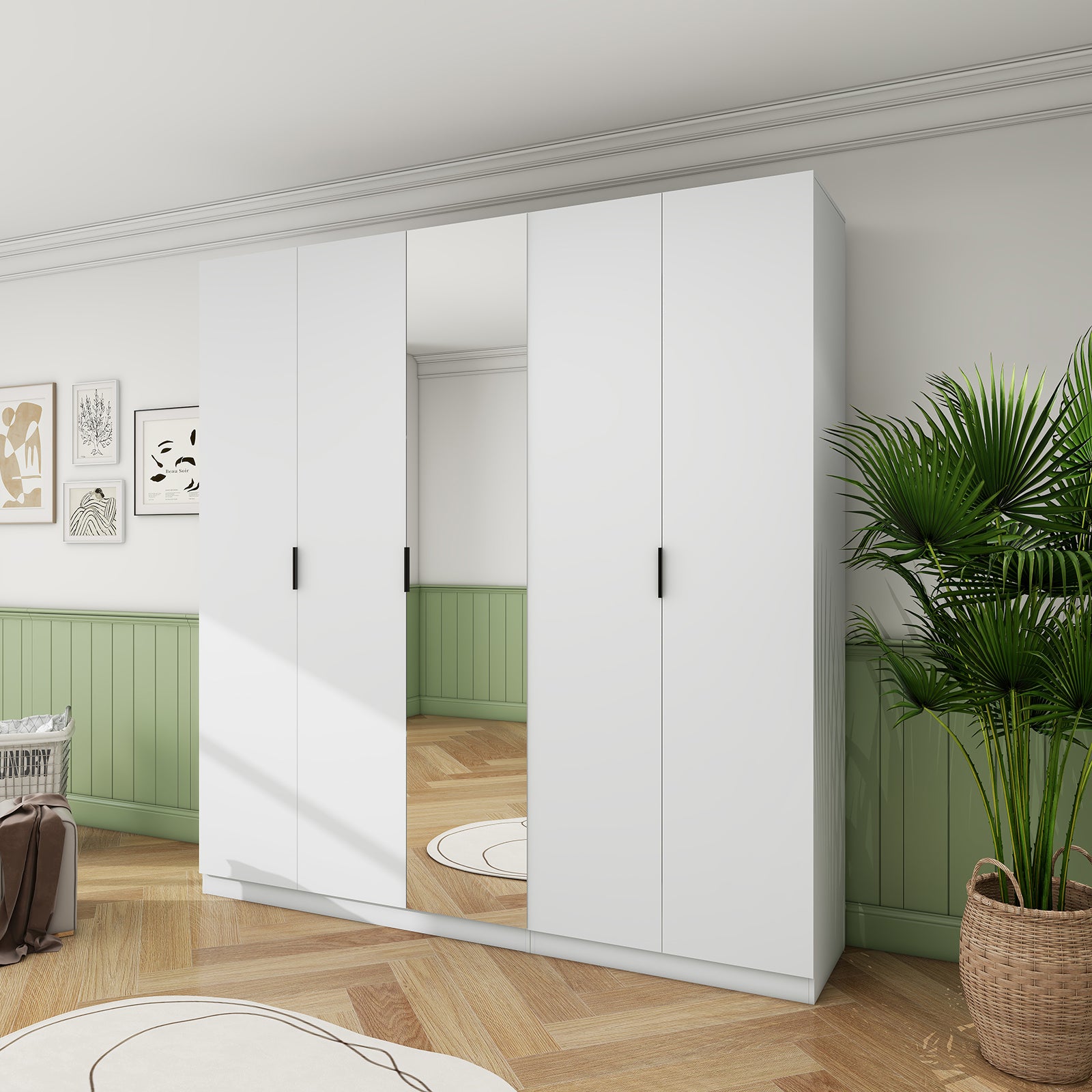 Clas - Modular Wardrobe - 5 Doors - Glossy White