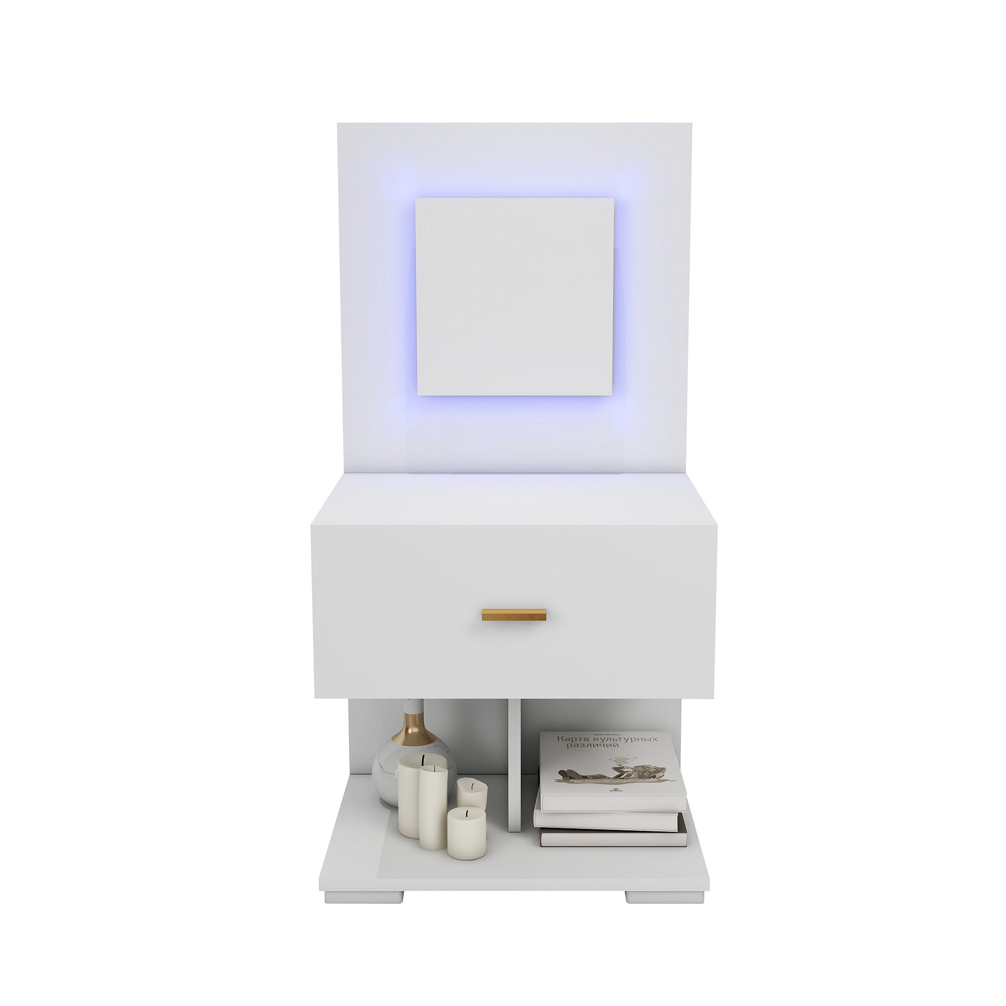 Nicole - Table de chevet avec LED - Blanc