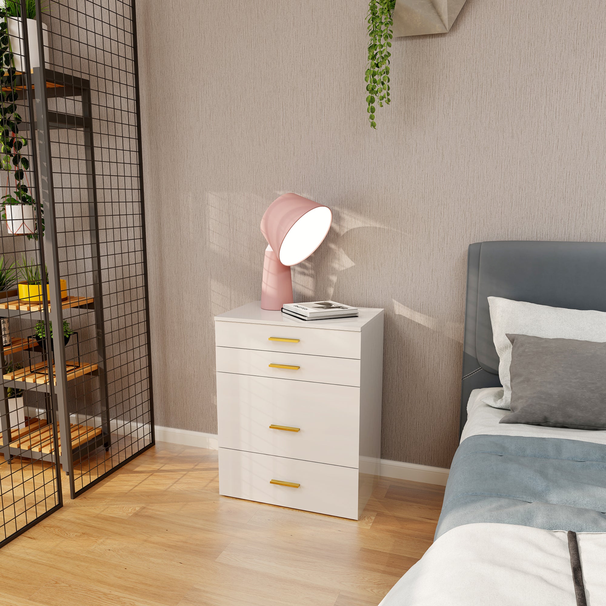 Lina - Dressing table with seat and drawers - Vanity - Glossy White