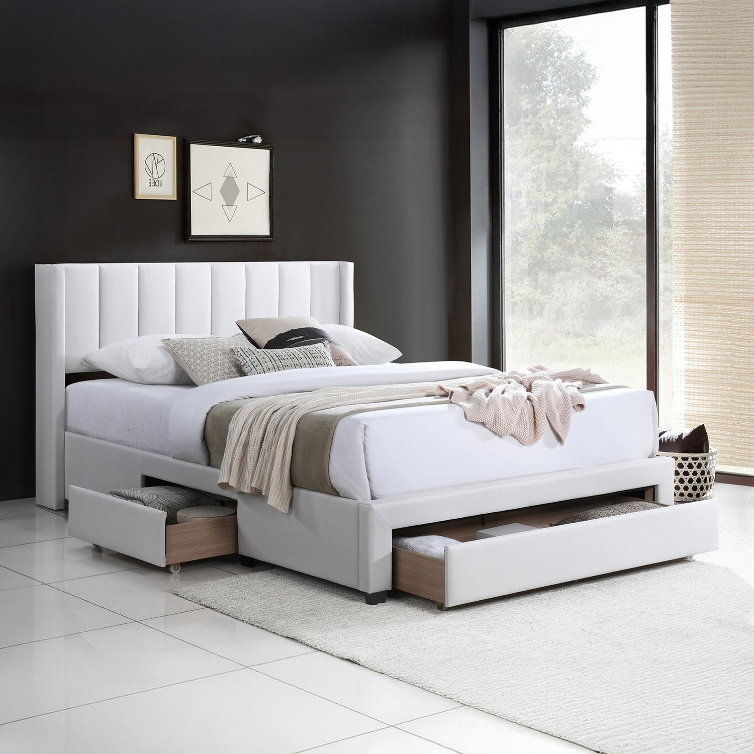 Tessa - Full Bed - Beige Fabric