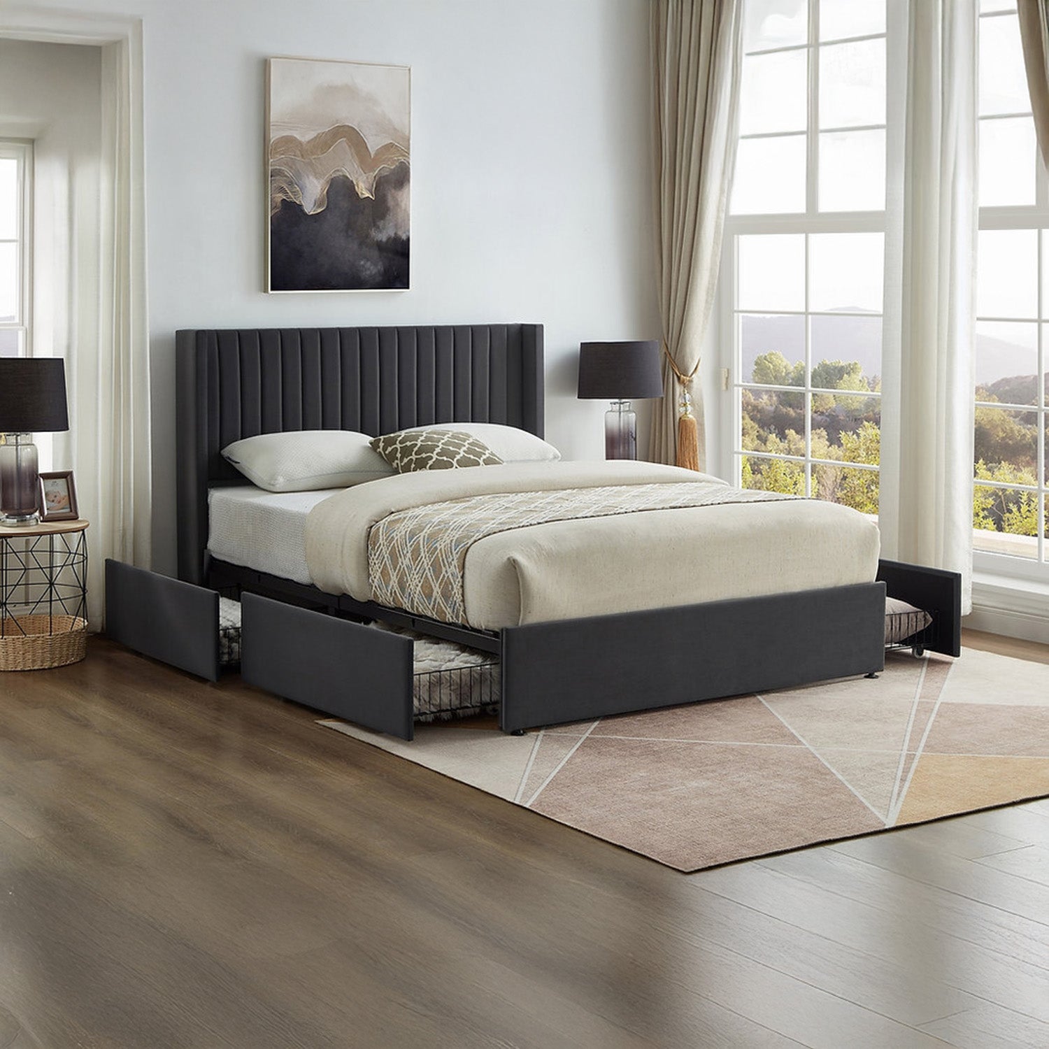 Bena - Full Bed - Grey Velvet