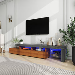 Meuble de TV avec LED - Bois et Gris - 95 po