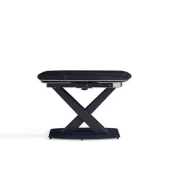 Table à Manger Extensible - 33"x 47"-71" - Céramique Noir / Métal Noir