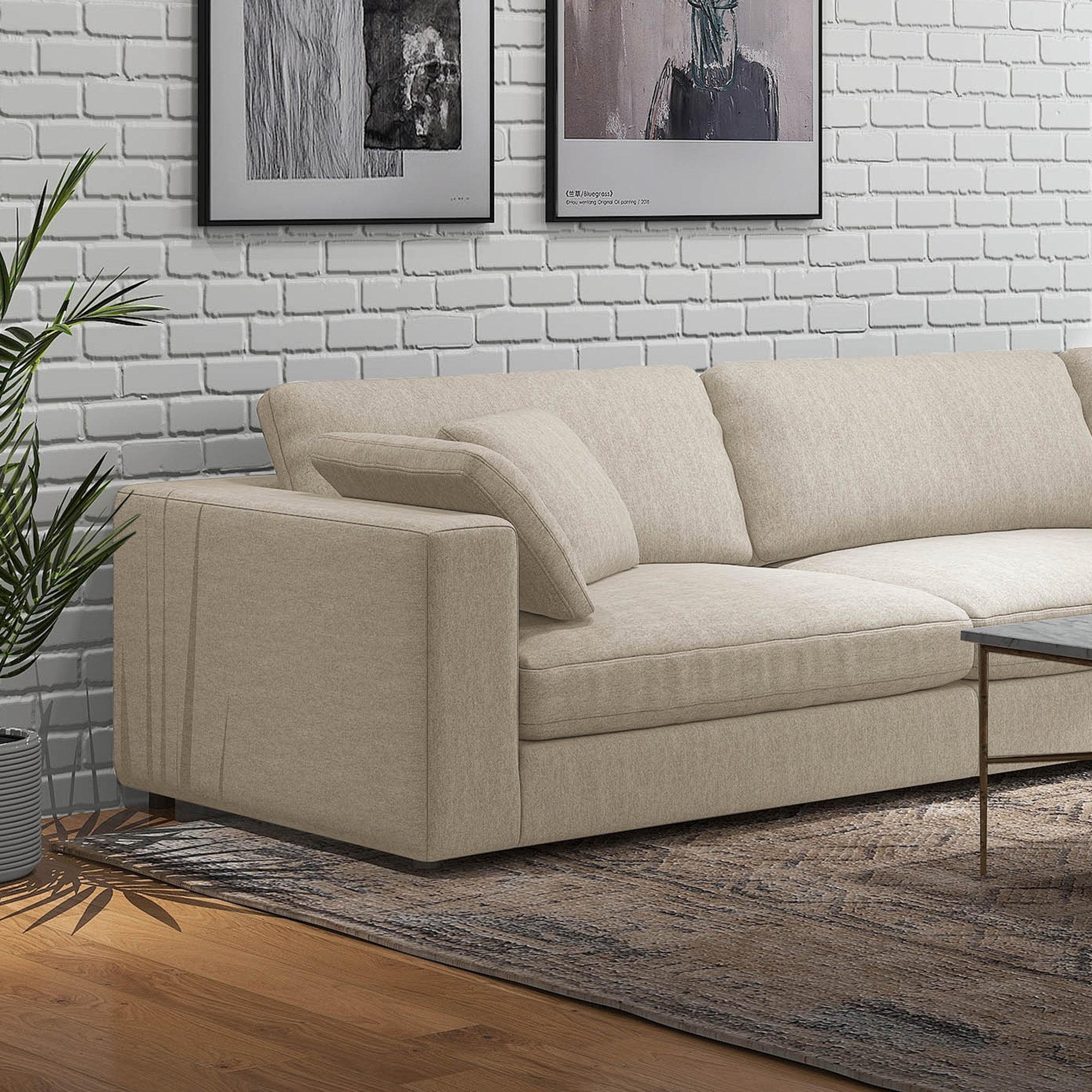 Joelle - Sectional Sofa - Beige Fabric