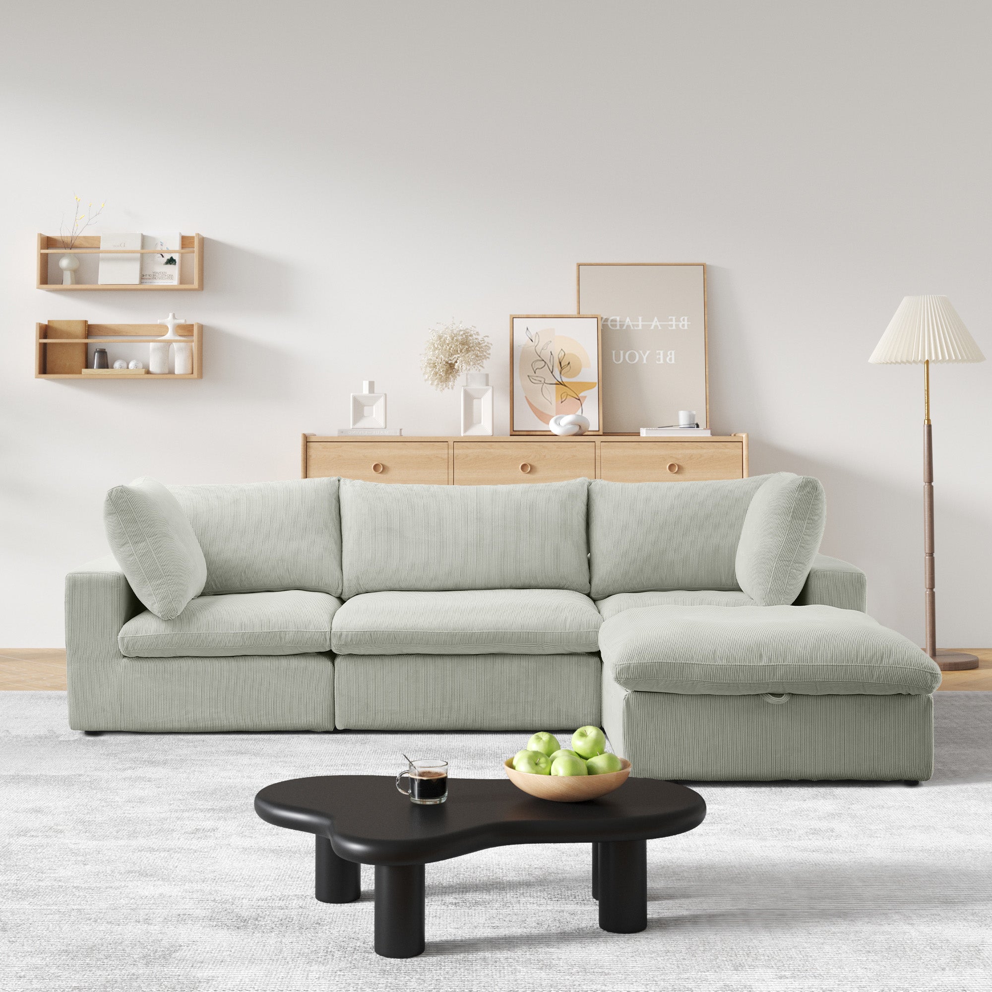 Cozy - Modular Sectional Sofa - Light Grey Fabric