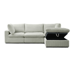 Sofa Modulaire Sectionnel - Cozy - Tissu Côtelé Gris Pâle