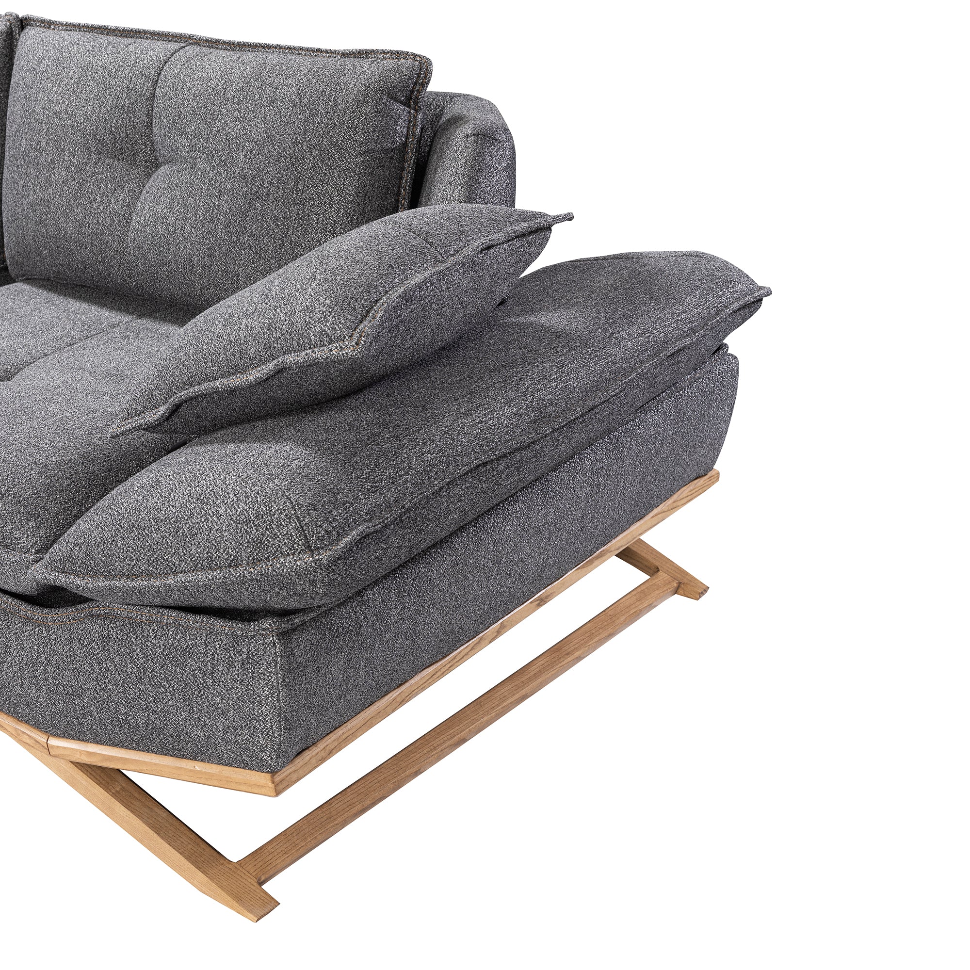 WoW - Adjustable Backrest Sofa - Rustic Grey Fabric