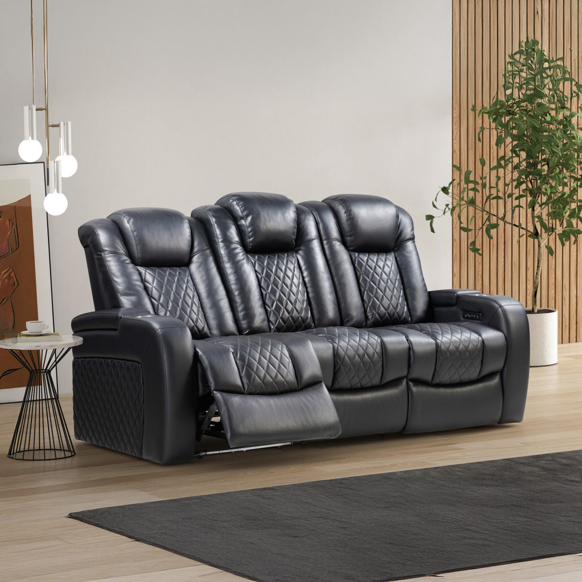 Austin - Sofa Inclinable Éléctrique - Cuir Noir