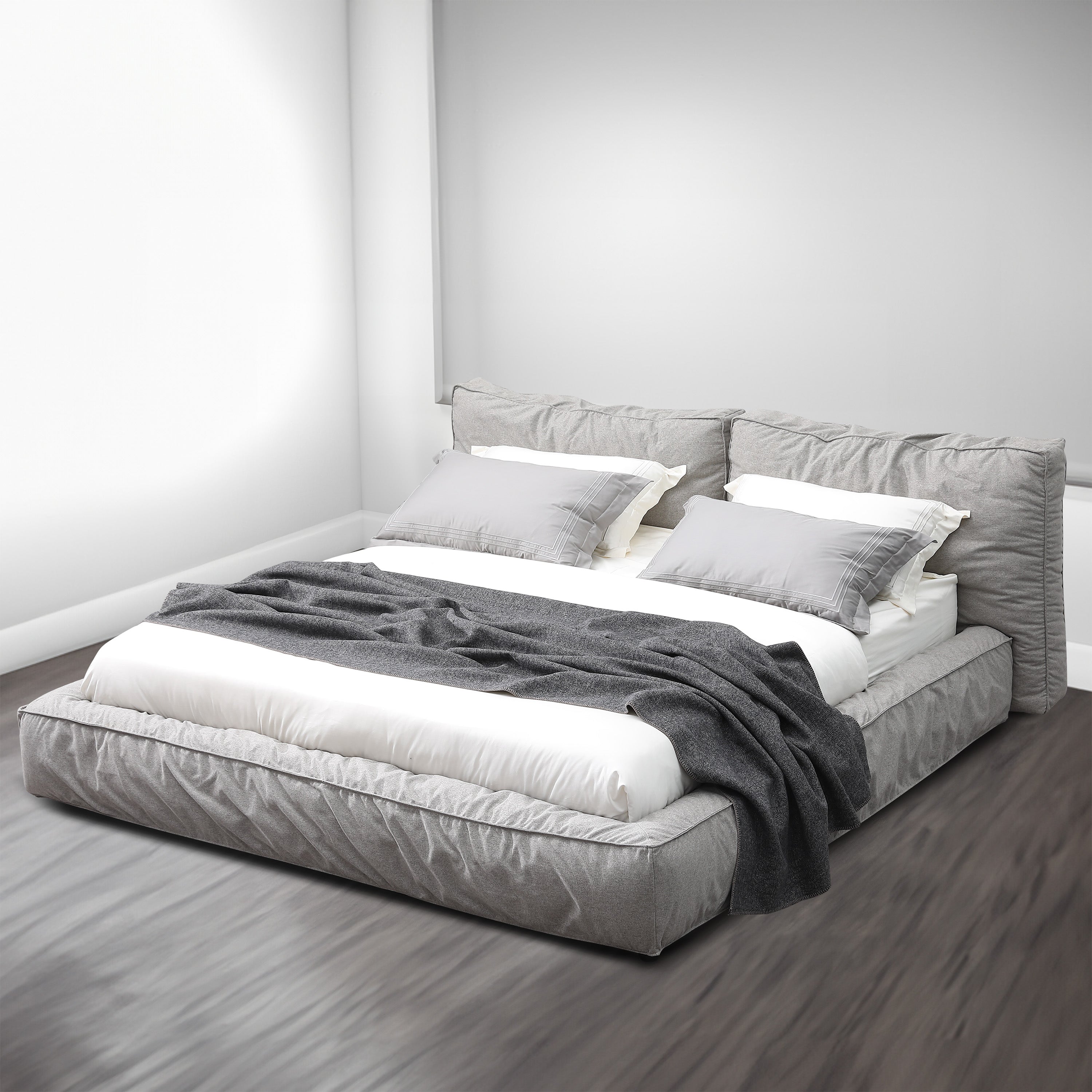 Elsy - Lit King - Tissu Gris