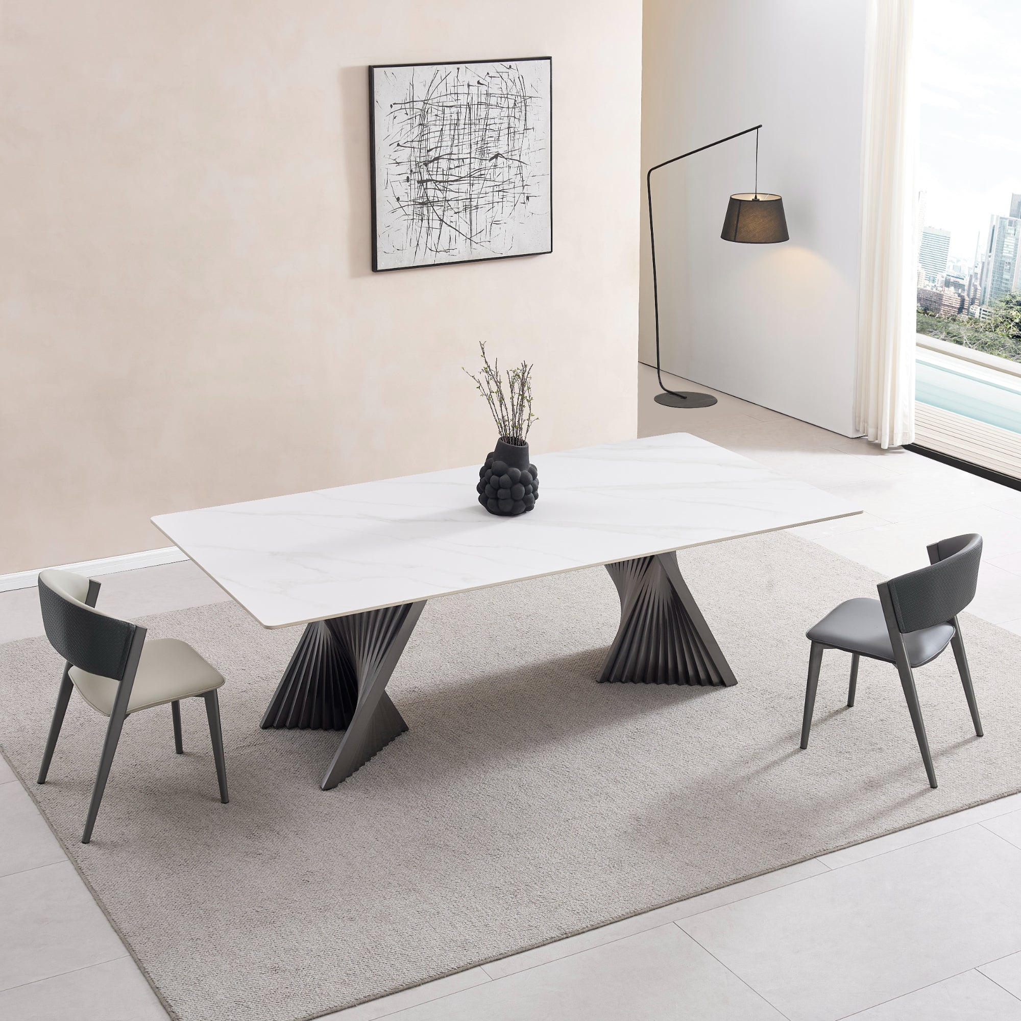Charlie - Dining Table - White Ceramic