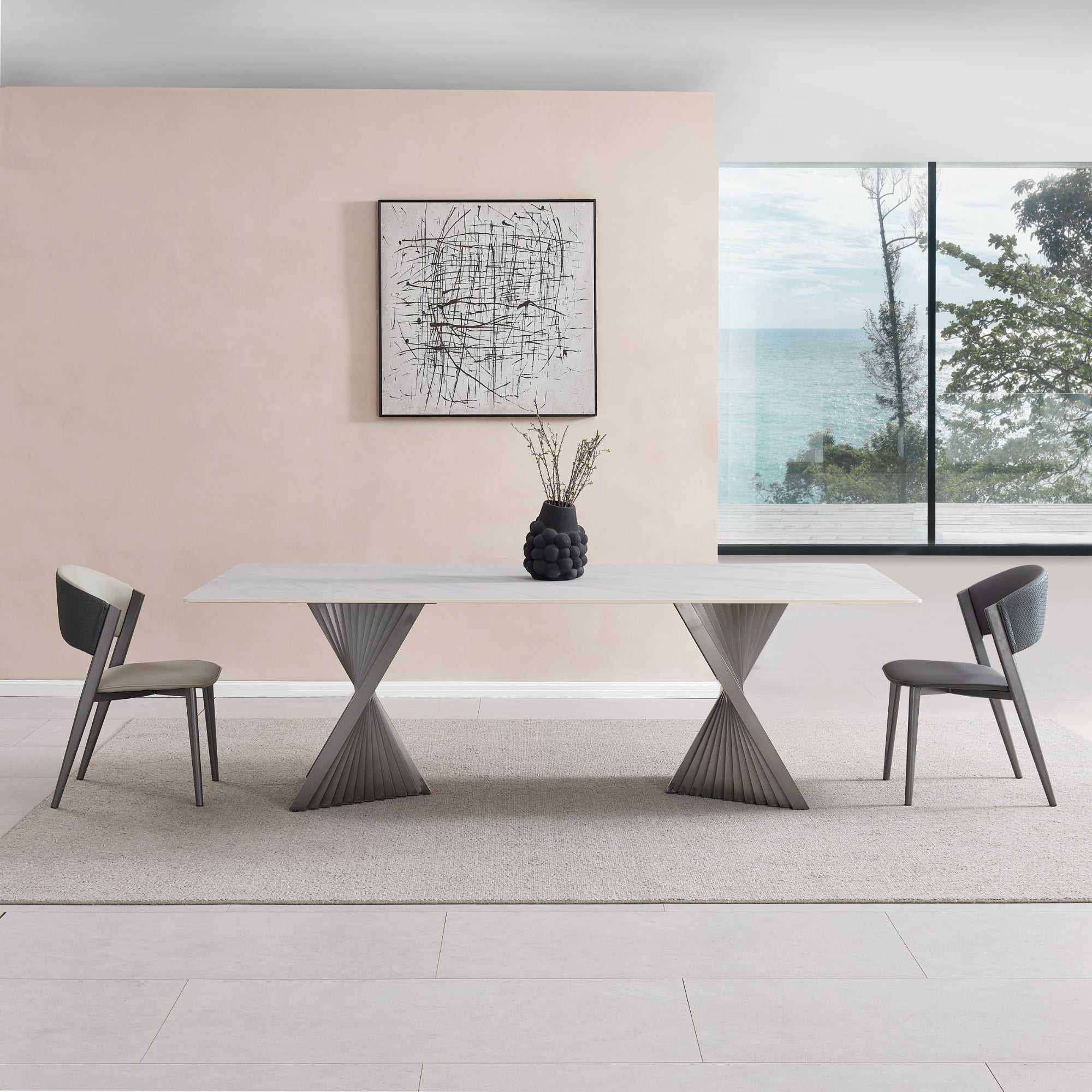 Charlie - Dining Table - White Ceramic