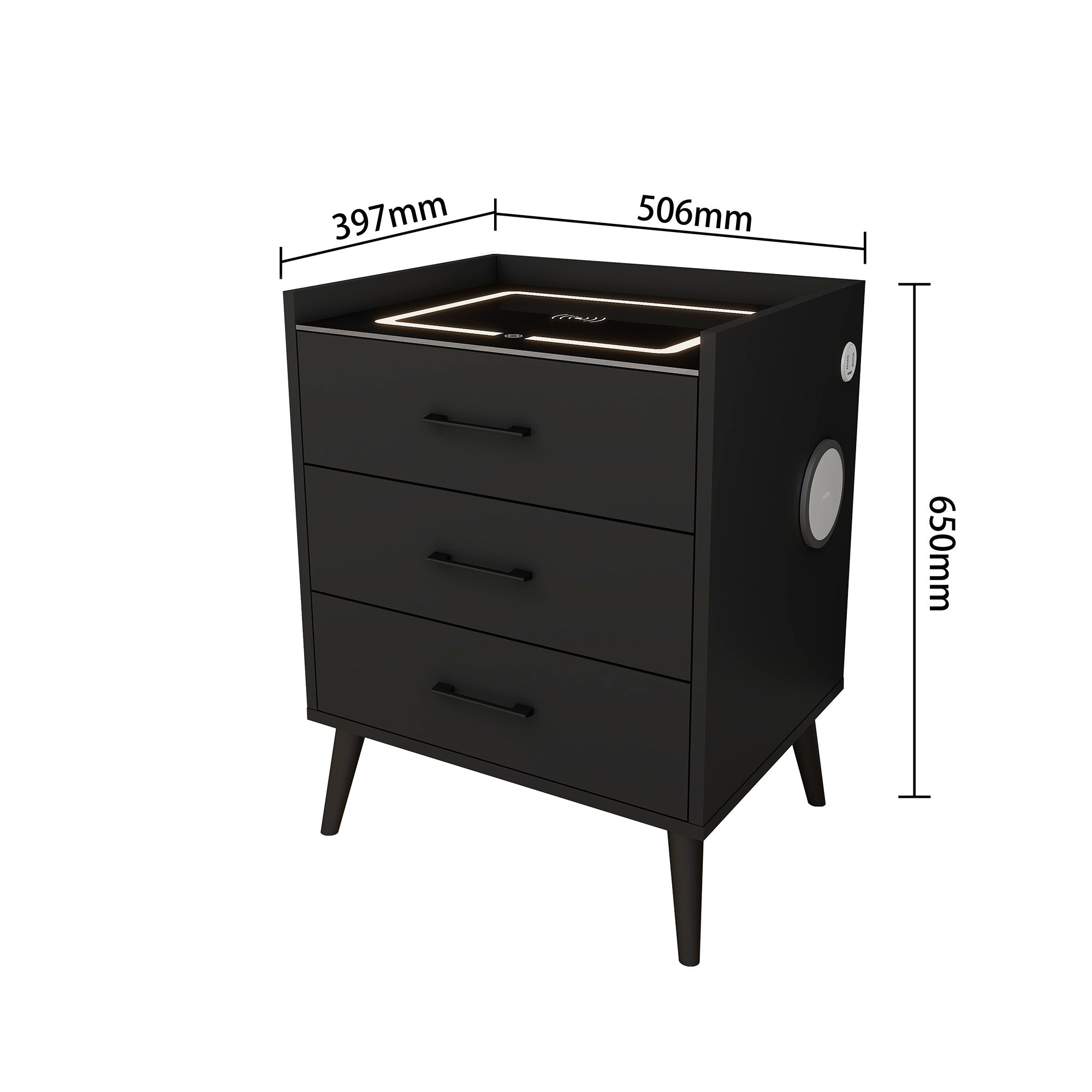 Alice - Smart Nightstand Table - Black