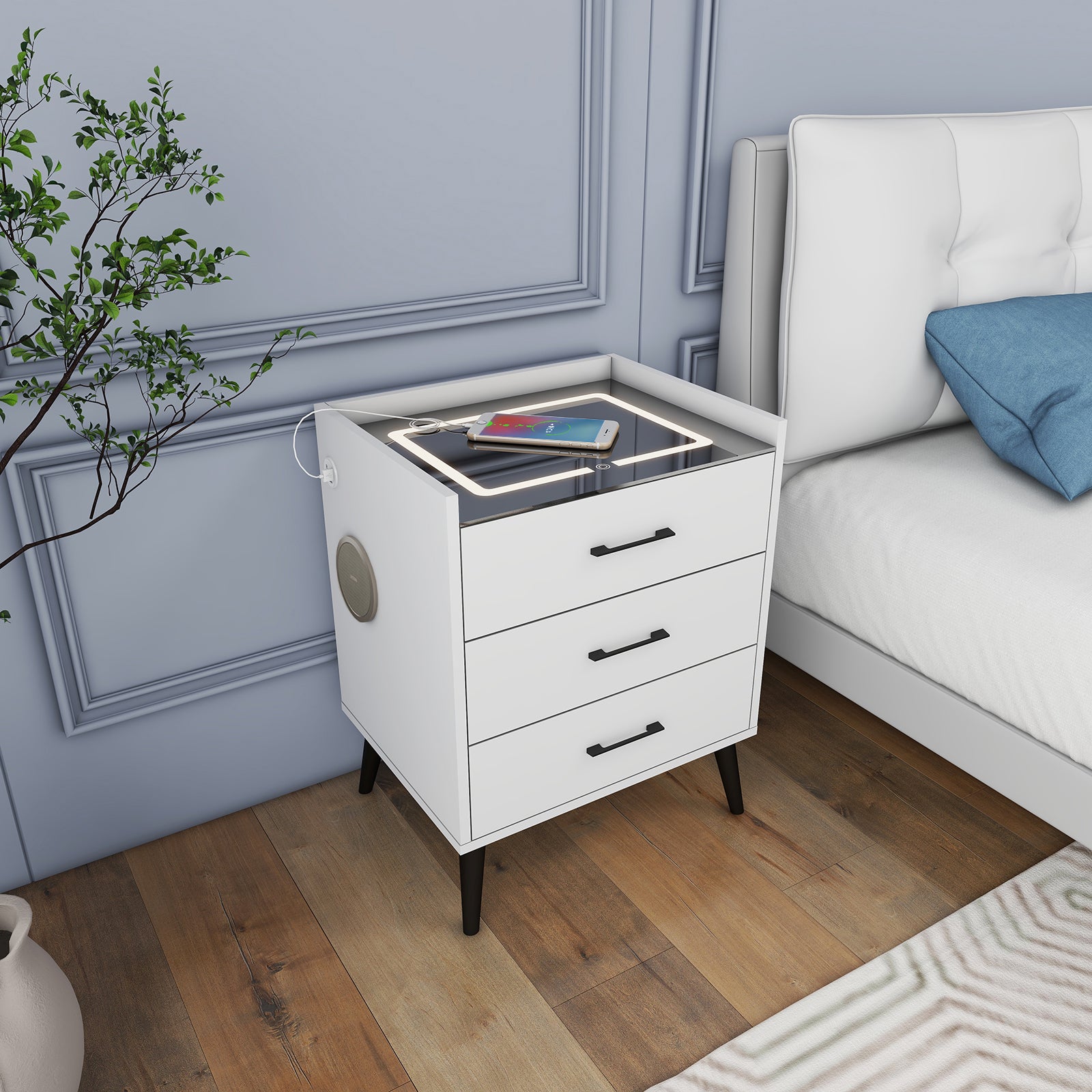 Alice - Smart Nightstand Table - White