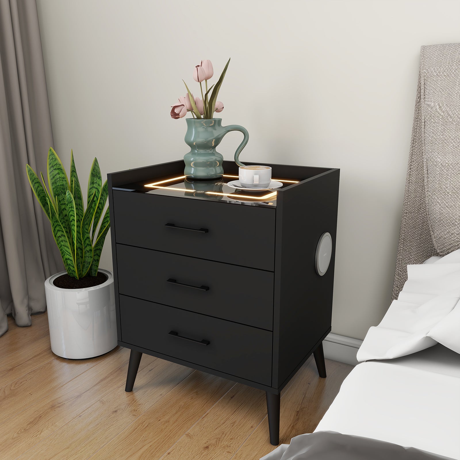 Alice - Smart Nightstand Table - Black
