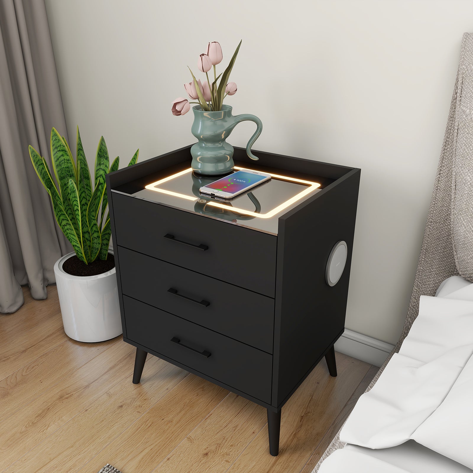Alice - Smart Nightstand Table - Black