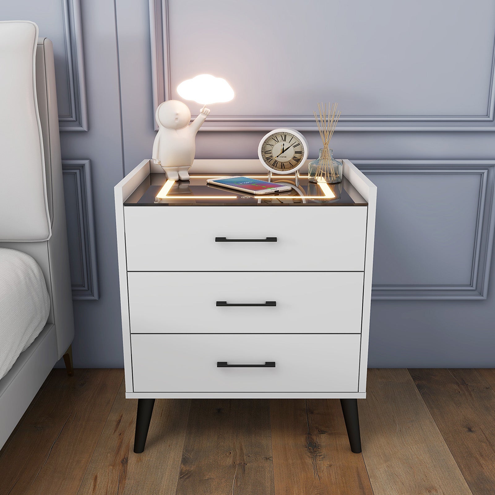 Alice - Smart Nightstand Table - White