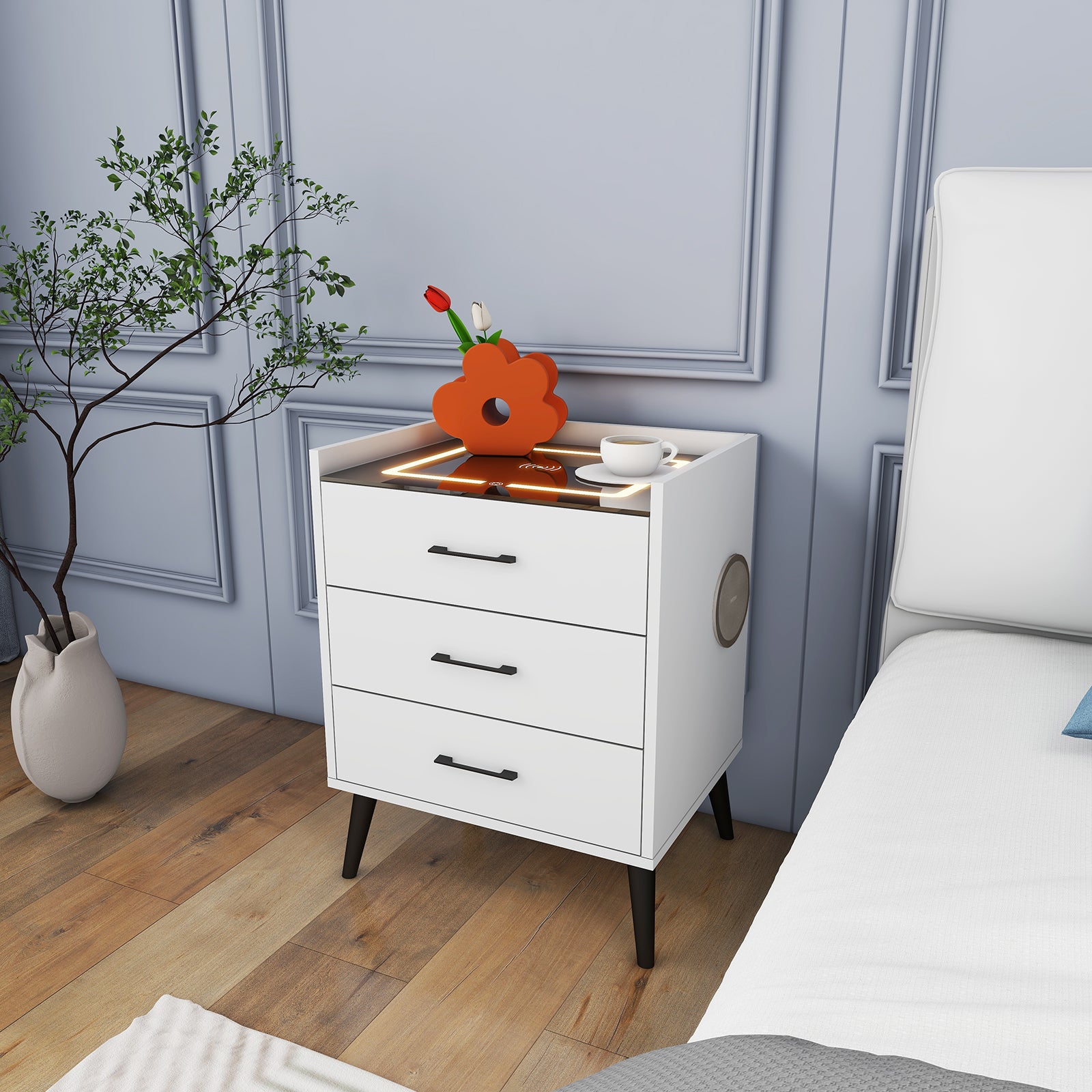 Alice - Smart Nightstand Table - White