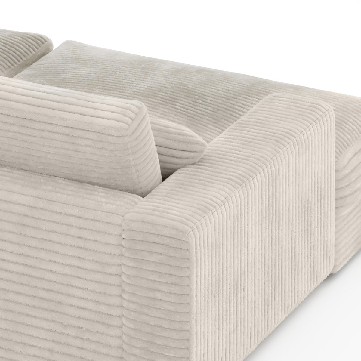 Jansen - Sofa - Beige corduroy with 2 lounge chairs