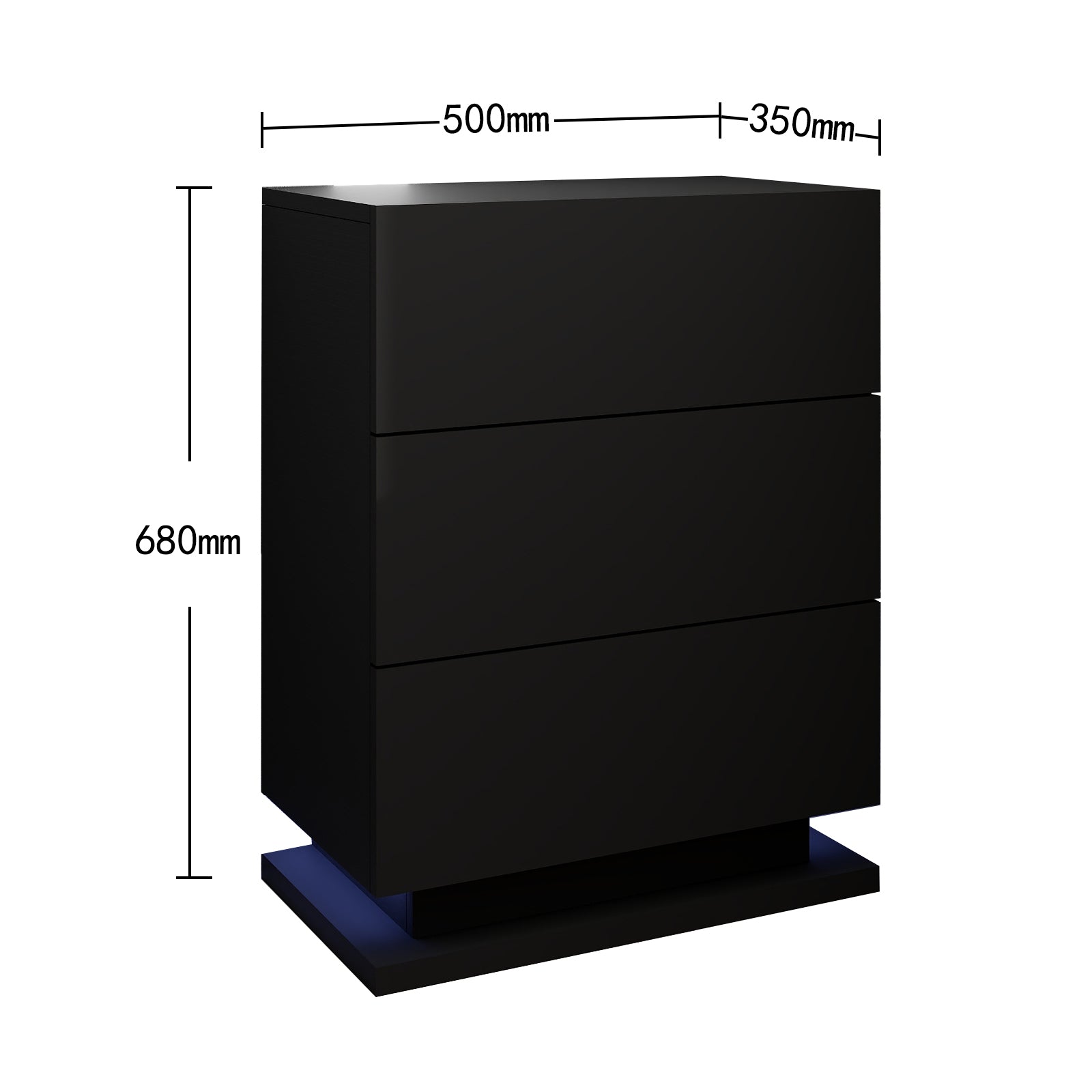 Raphael - Table de chevet avec LED - Noir