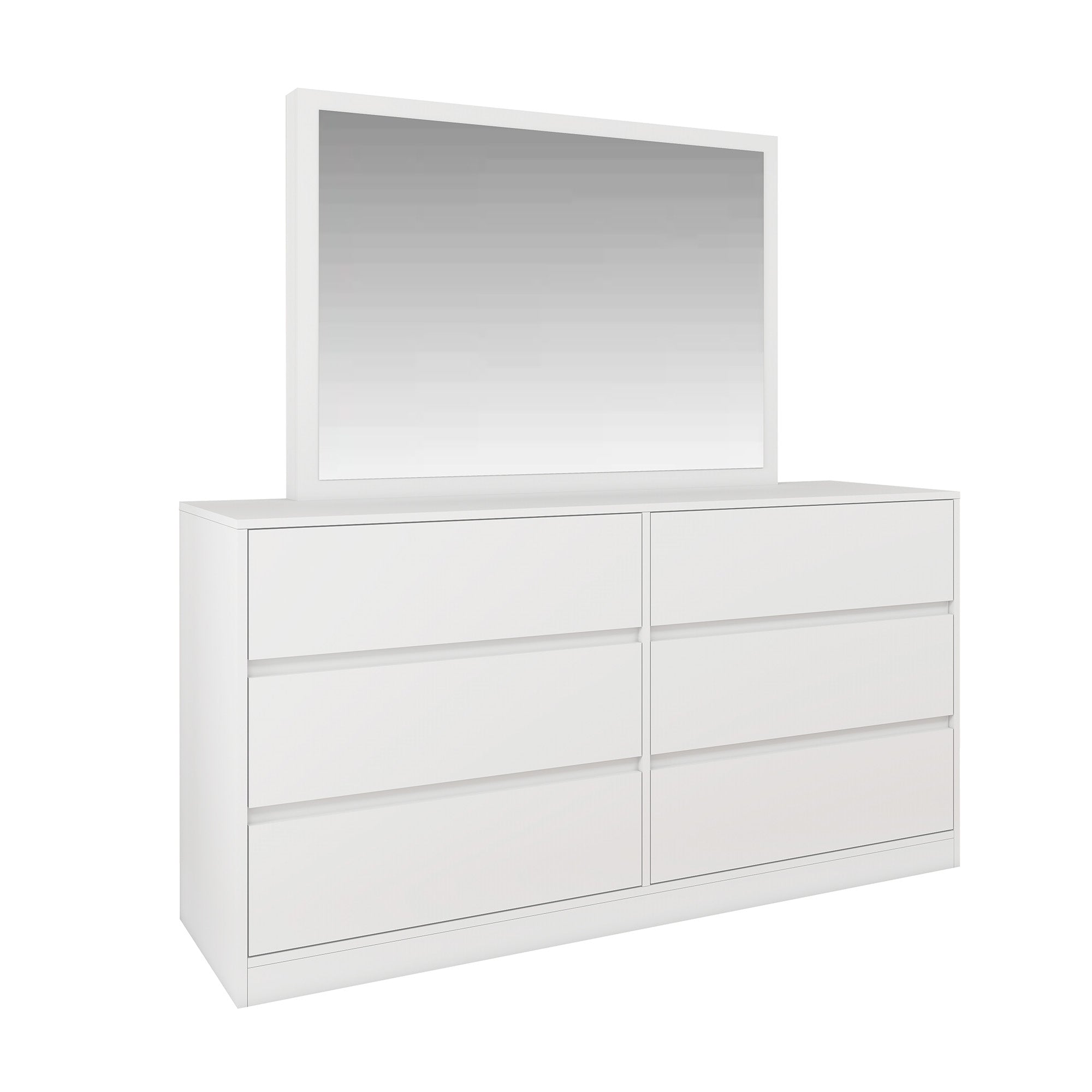 Verna - 6-Drawer Dresser with Mirror - Glossy White