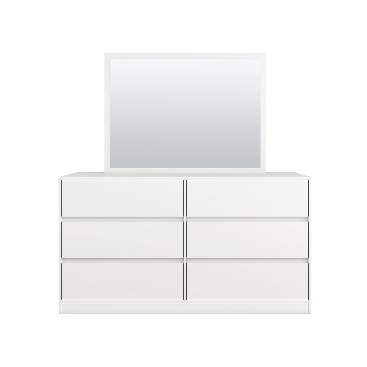 Verna - 6-Drawer Dresser with Mirror - Glossy White