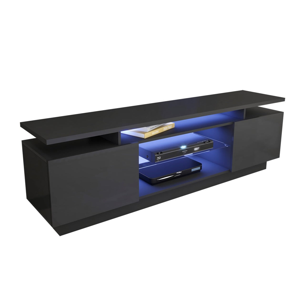 Lauren - LED TV Stand - Entertainment Unit - Glossy Black - 70in