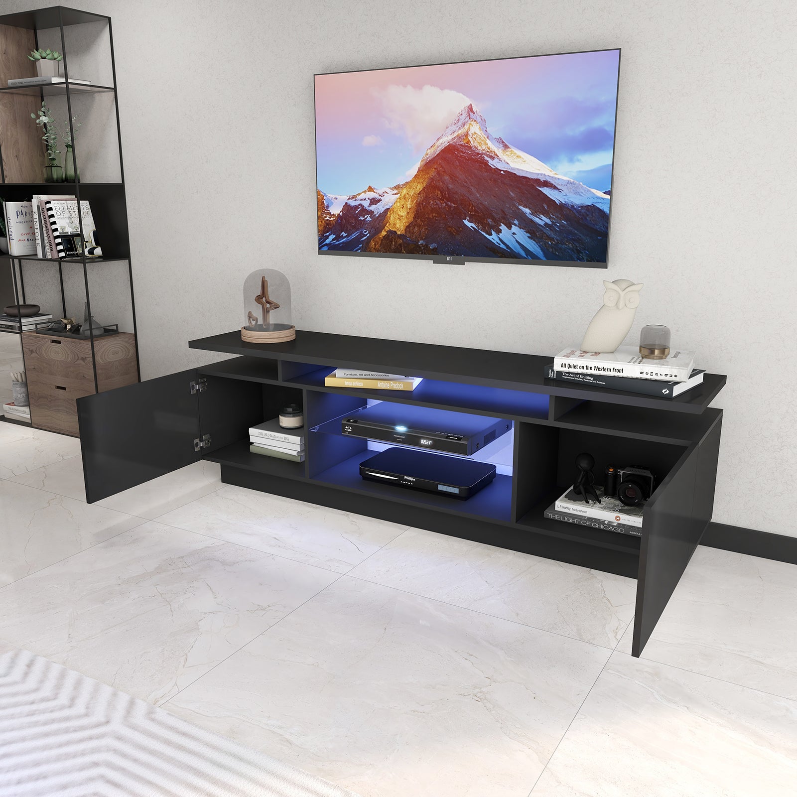 Lauren - LED TV Stand - Entertainment Unit - Glossy Black - 70in