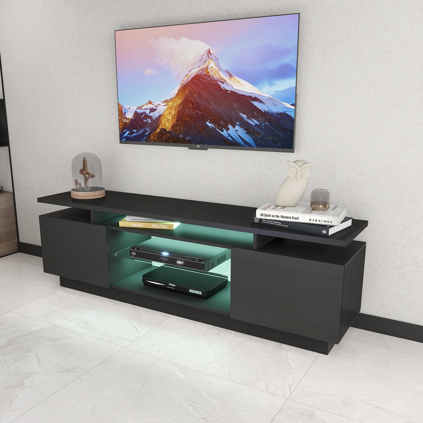 Lauren - LED TV Stand - Entertainment Unit - Glossy Black - 70in