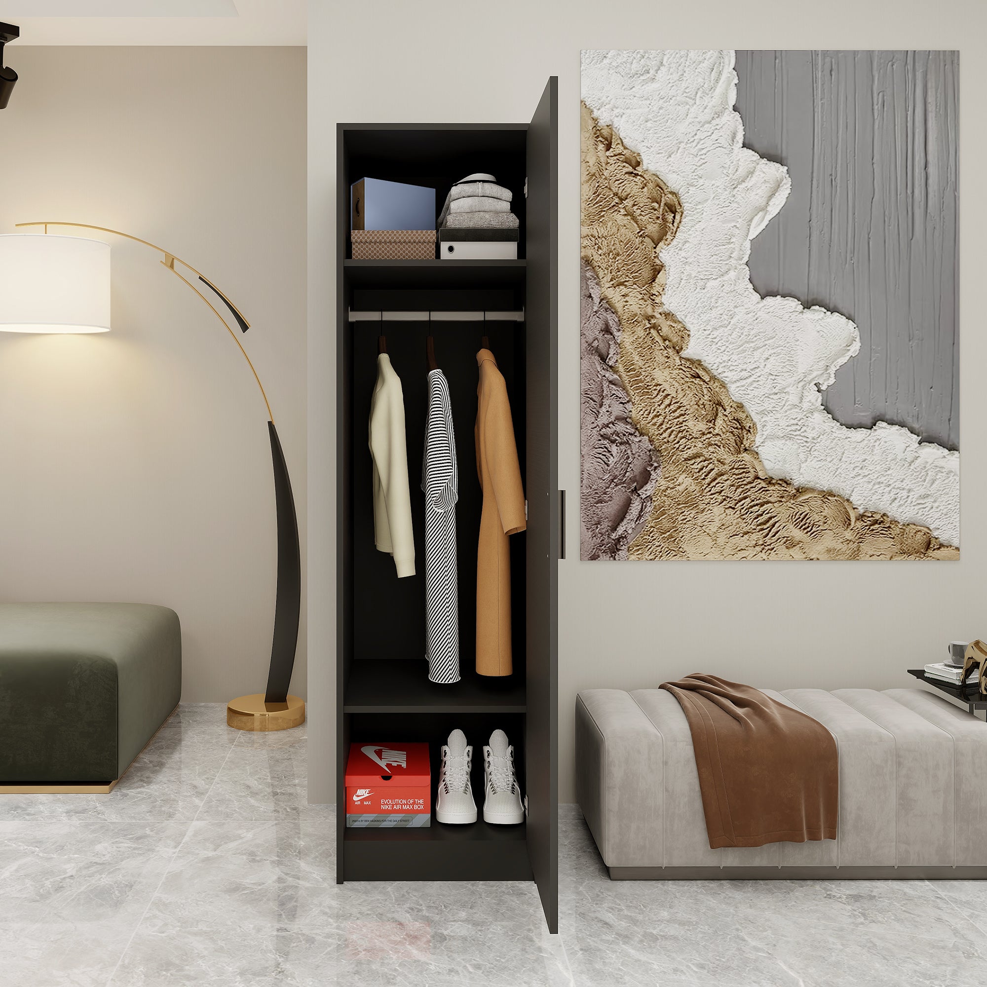 Ludric - 1-door Wardrobe - Black