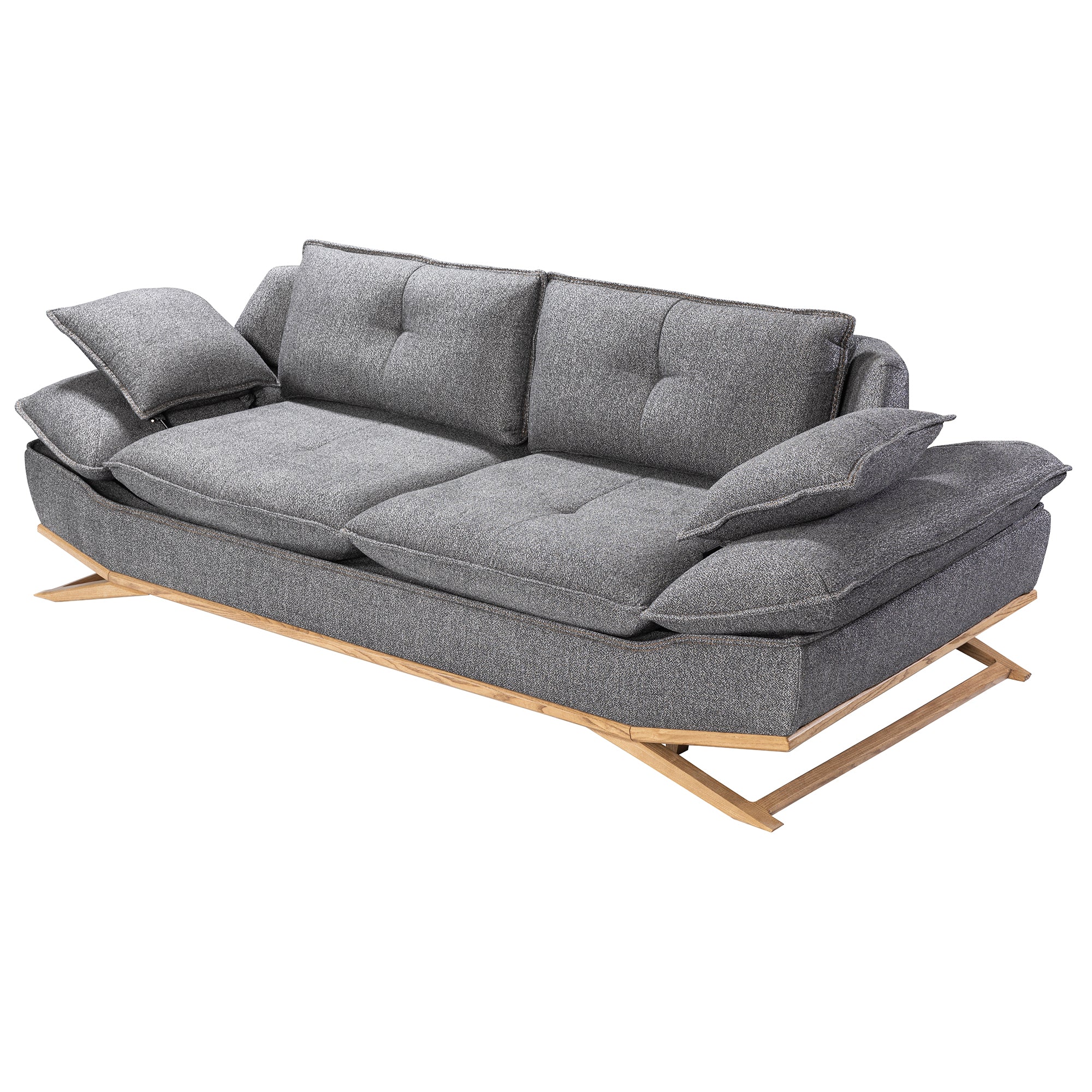 WoW - Adjustable Backrest Sofa - Rustic Grey Fabric