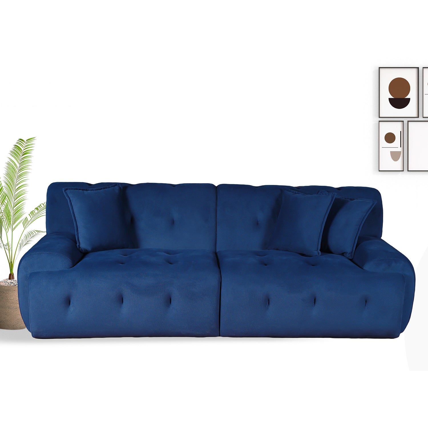 Panda - 3 Seater Sofa - Blue Fabric