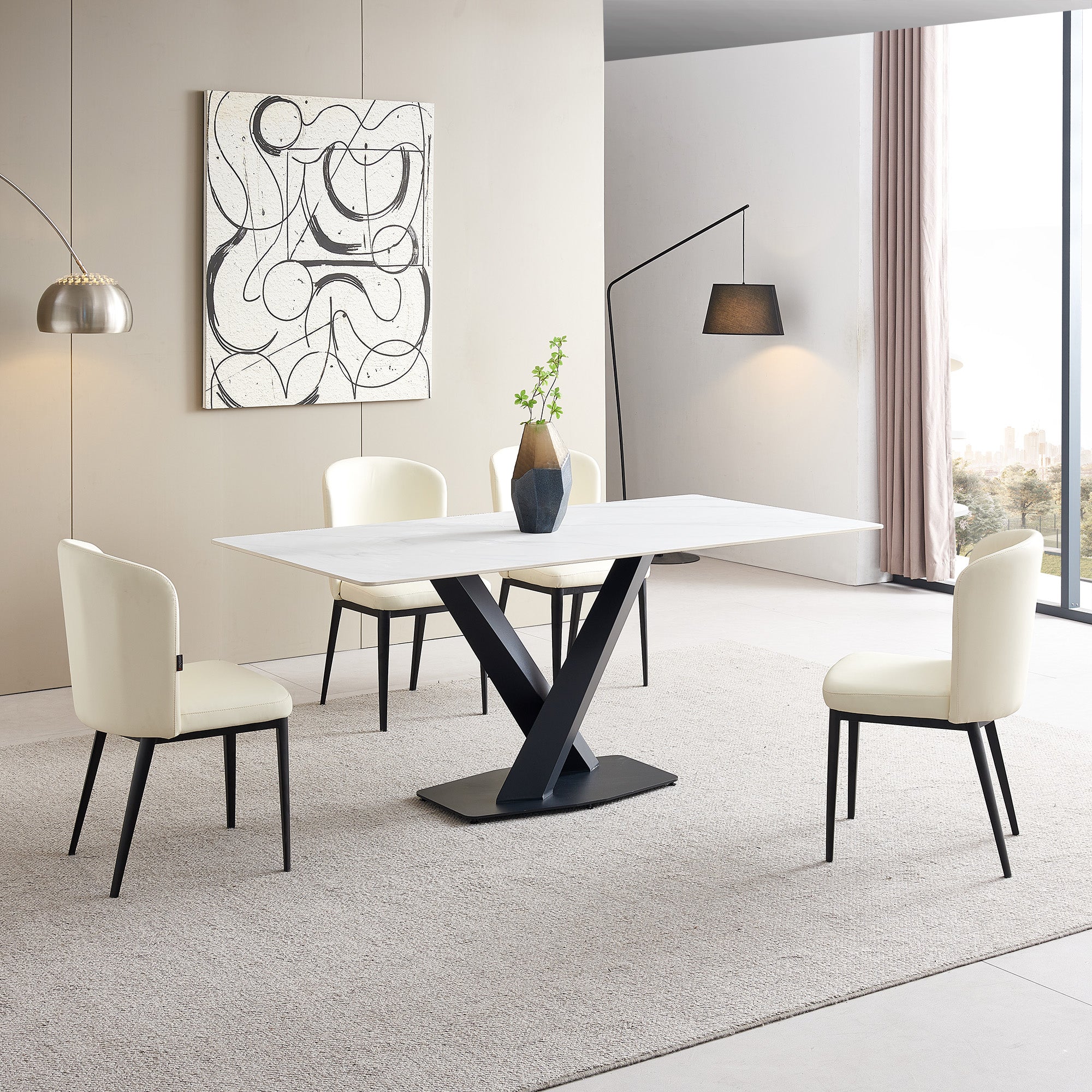 Alessio - Dining Table - White Ceramic