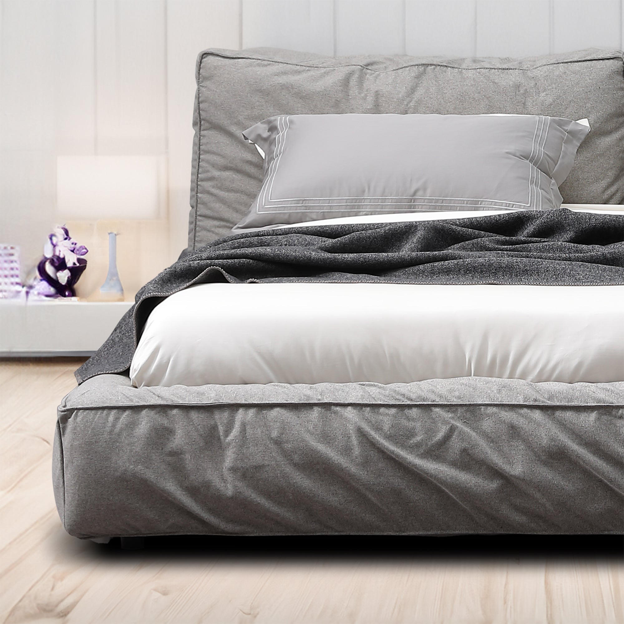 Elsy - Queen Bed - Grey Fabric