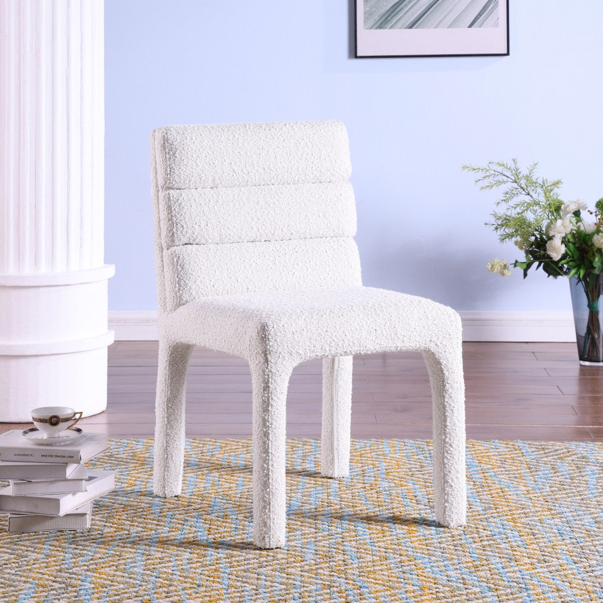 Megara - Dining Chair - Cream Bouclé Fabric