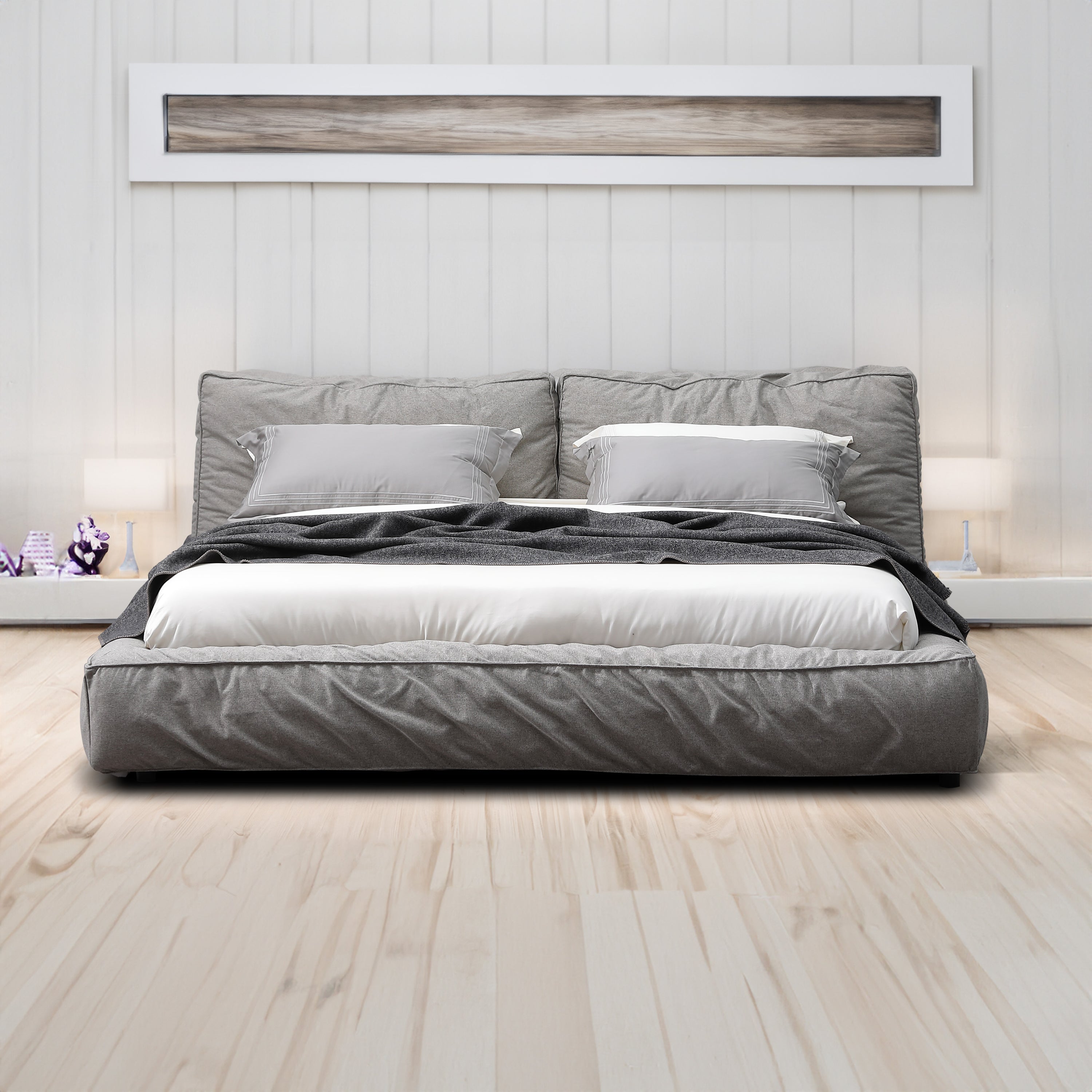 Elsy - Lit King - Tissu Gris