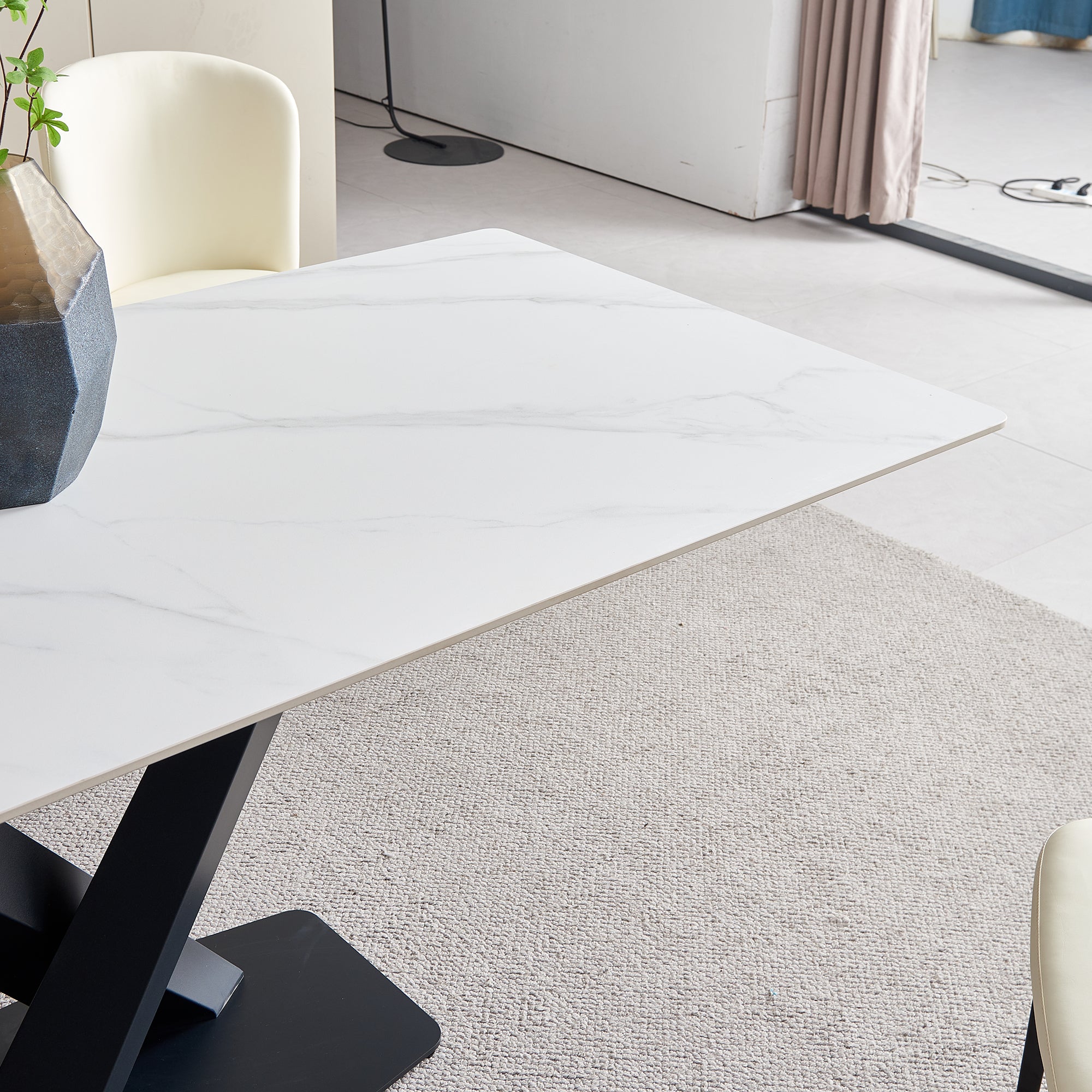 Alessio - Dining Table - White Ceramic