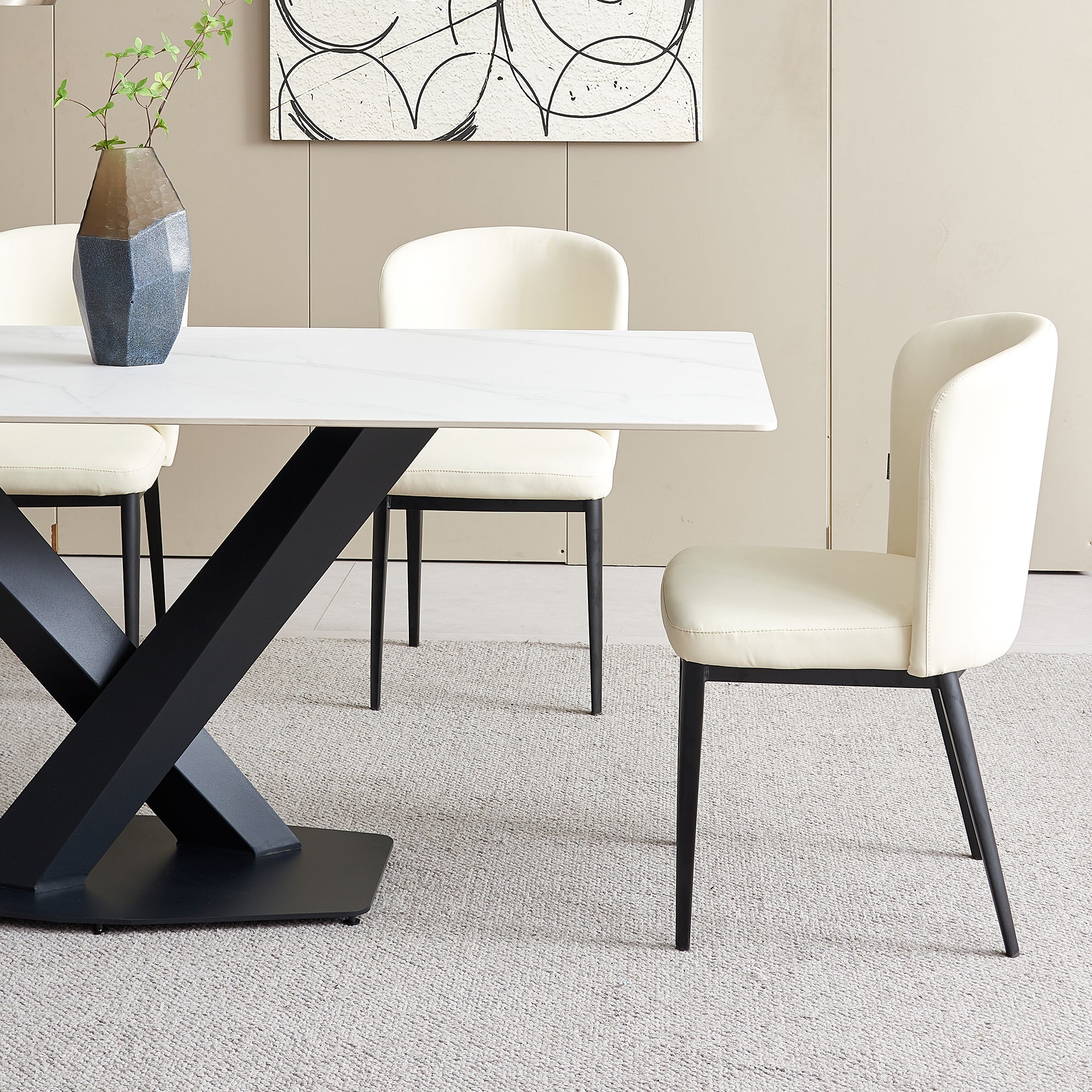 Alessio - Dining Table - White Ceramic