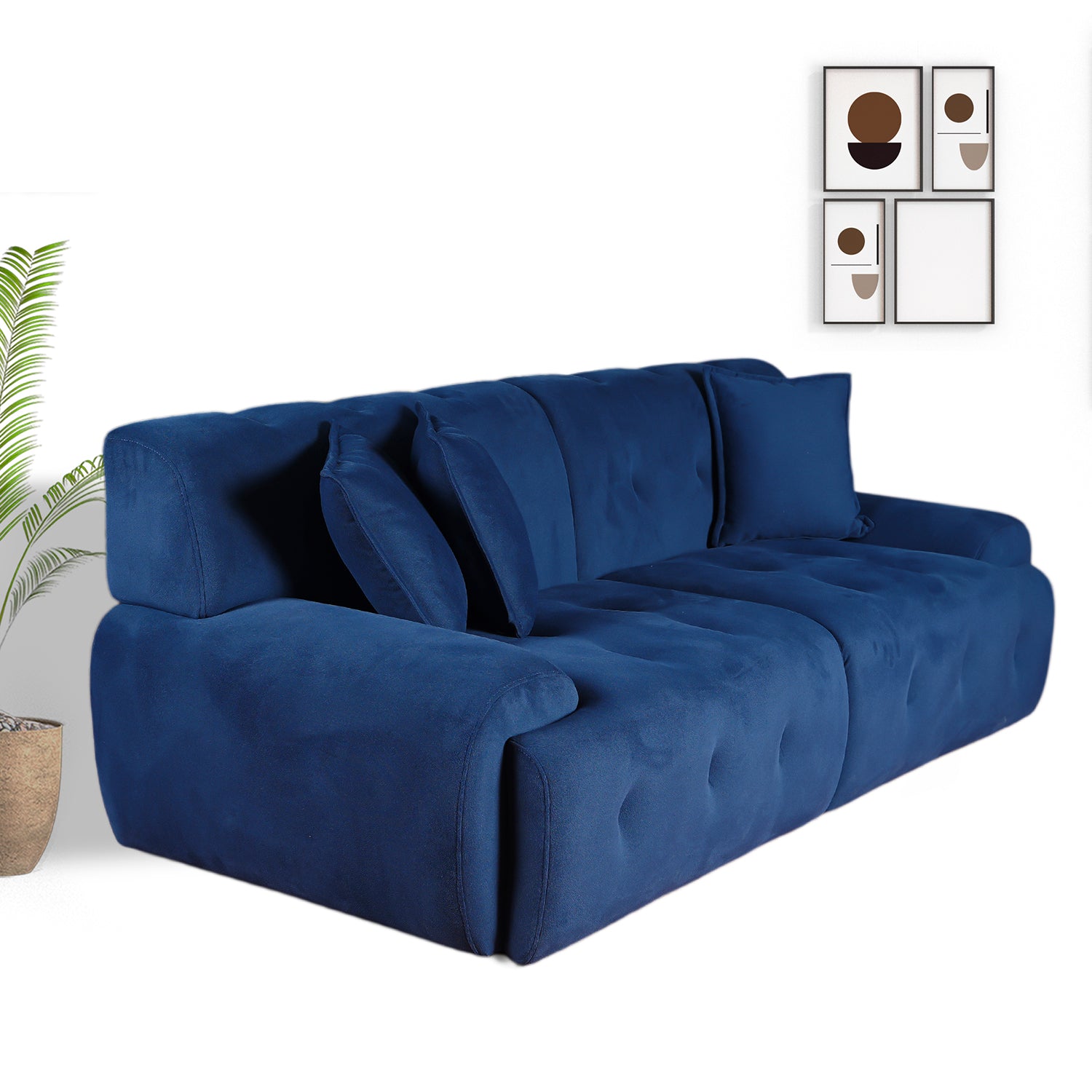Panda - 3 Seater Sofa - Blue Fabric