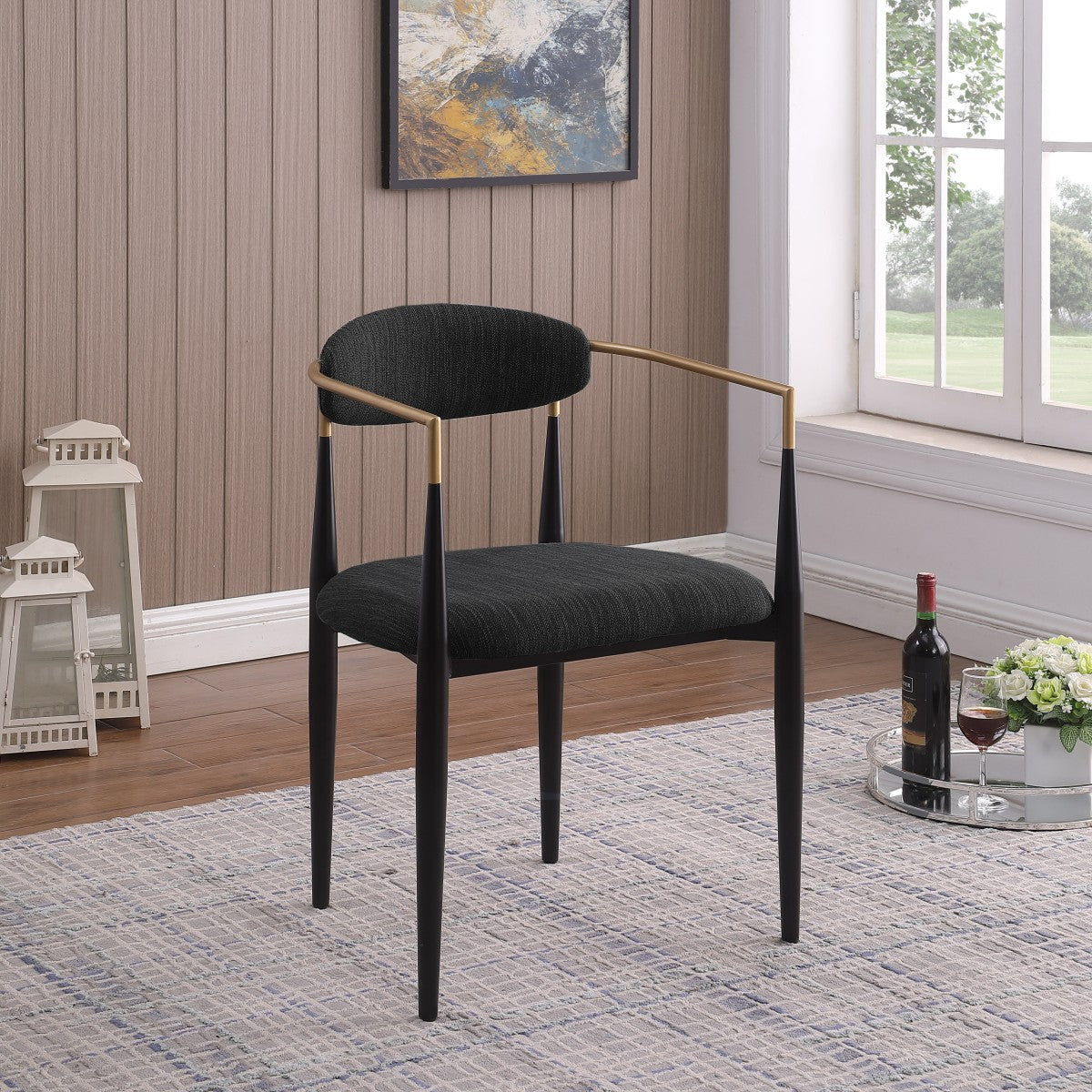 Mykos - Dining Chair - Black Fabric