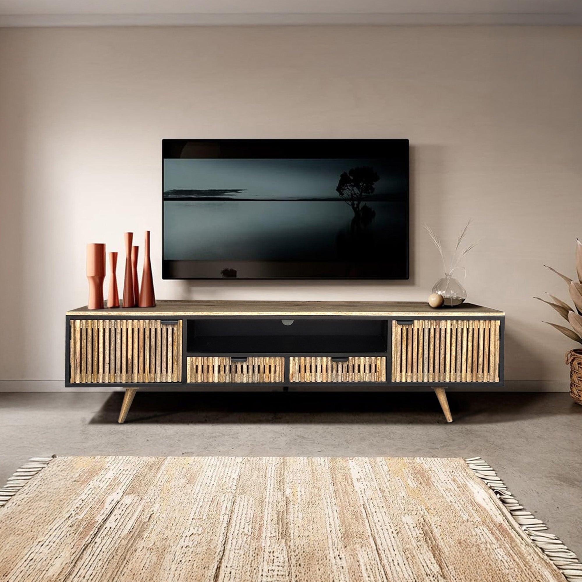 Naor - TV Stand - Solid Wood - 78"