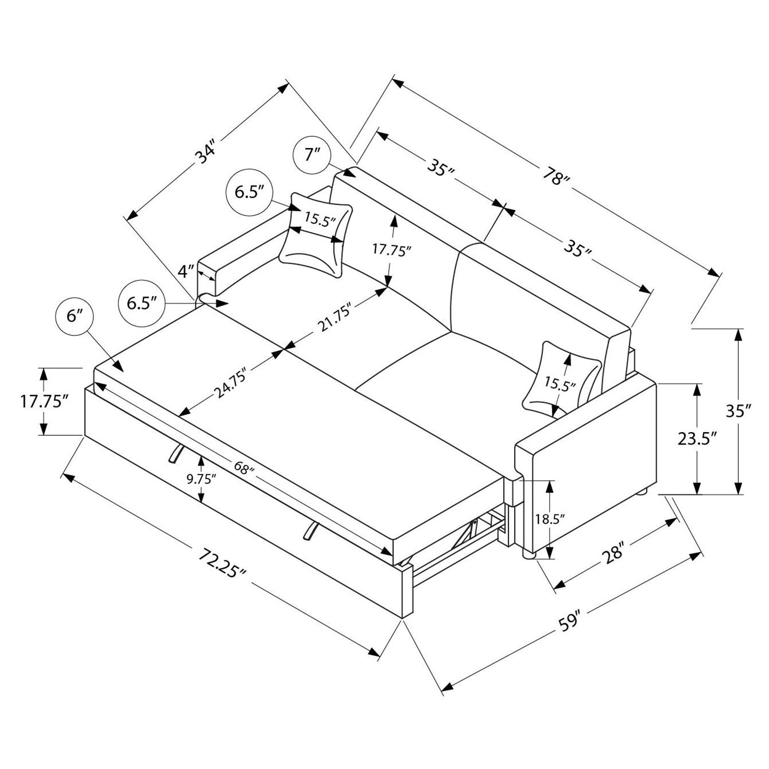 Elva - Sofa Bed - Beige Fabric