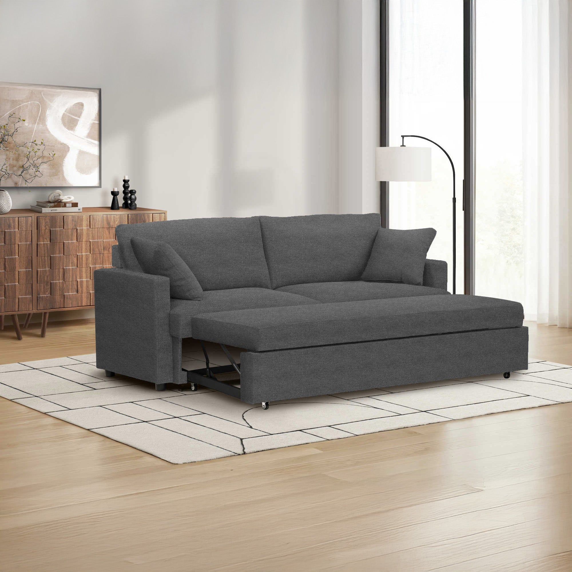 Elva - Sofa Bed - Charcoal Gray Fabric