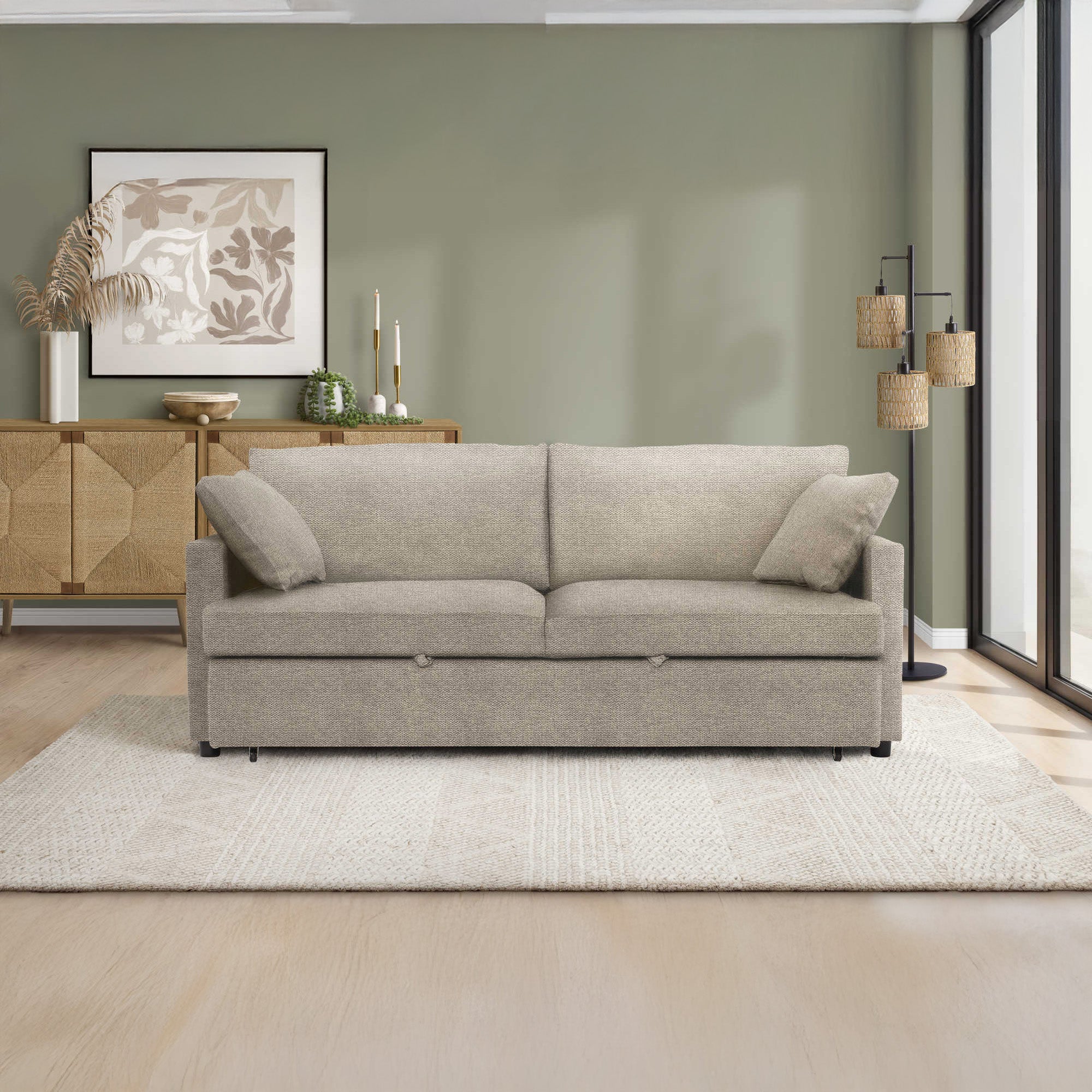 Elva - Sofa Bed - Beige Fabric