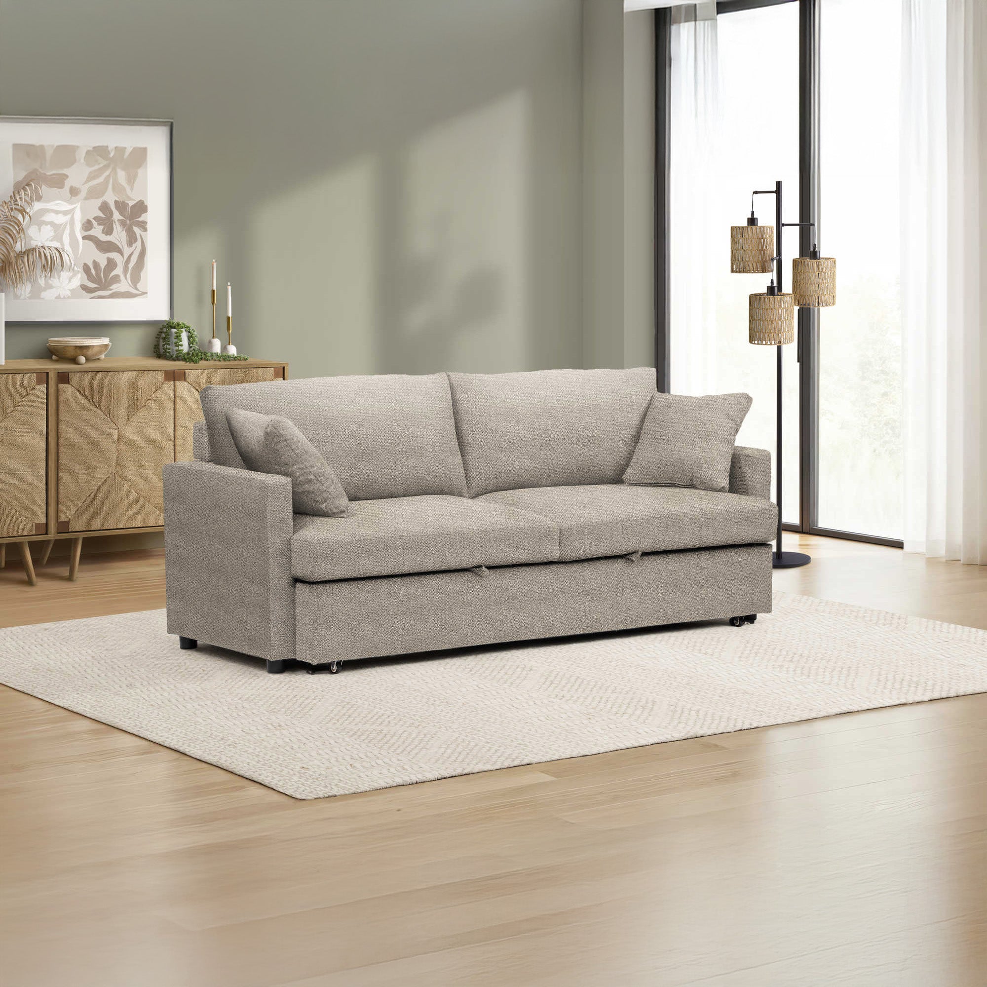 Elva - Sofa Bed - Beige Fabric