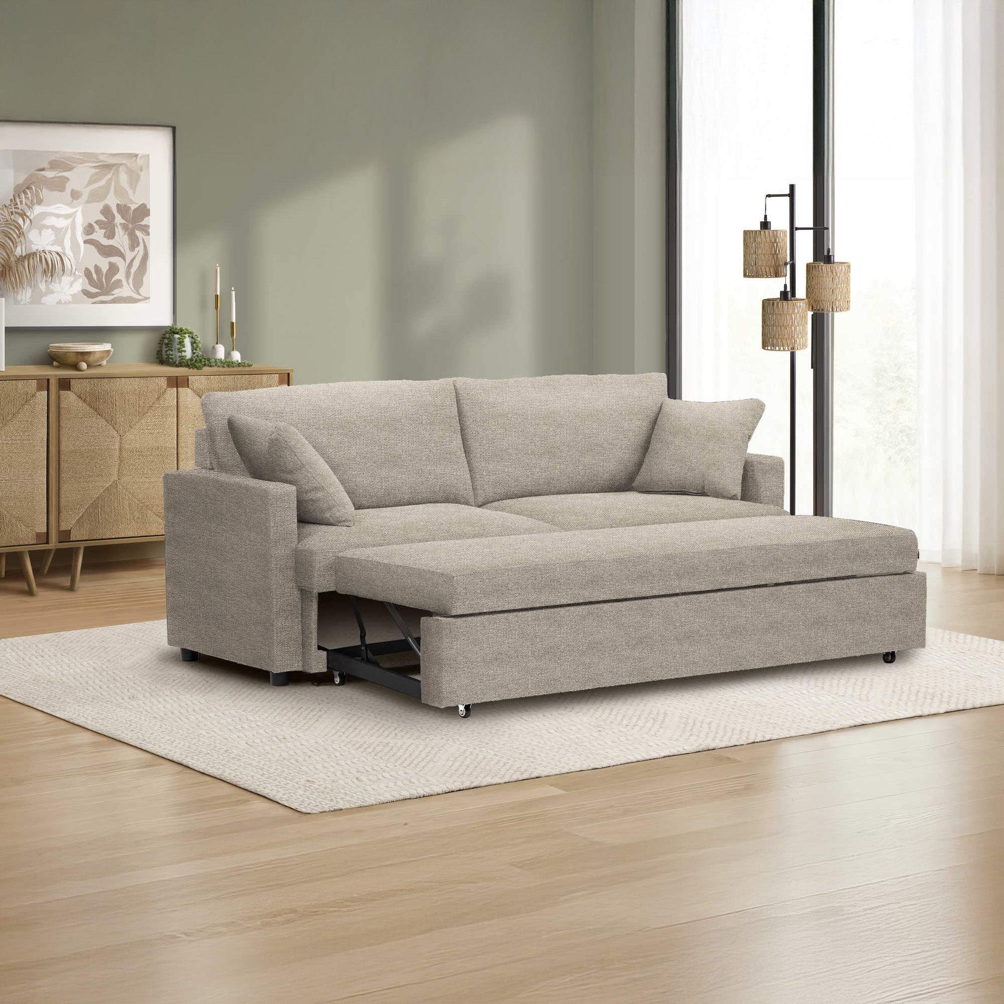 Elva - Sofa Bed - Beige Fabric