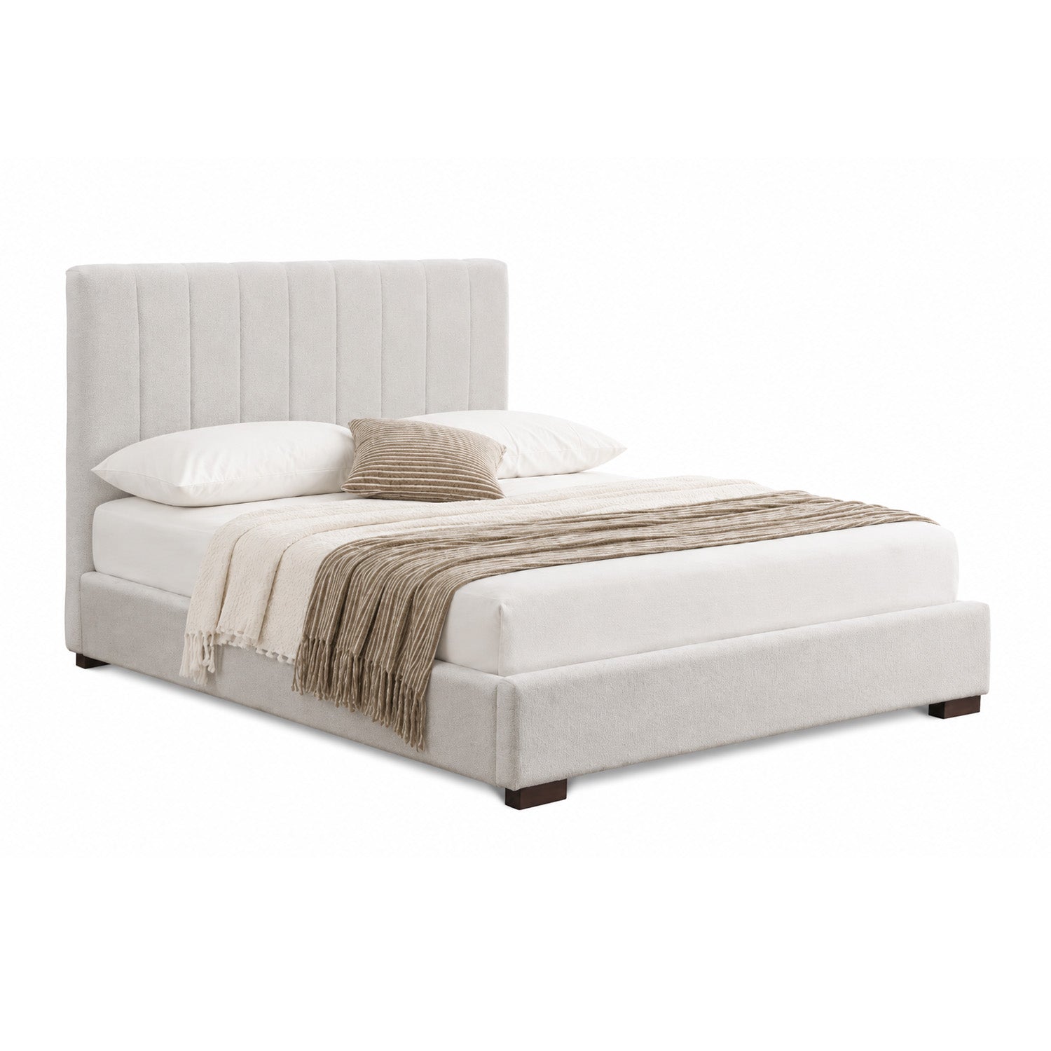 Evano - Queen Bed - Beige Fabric
