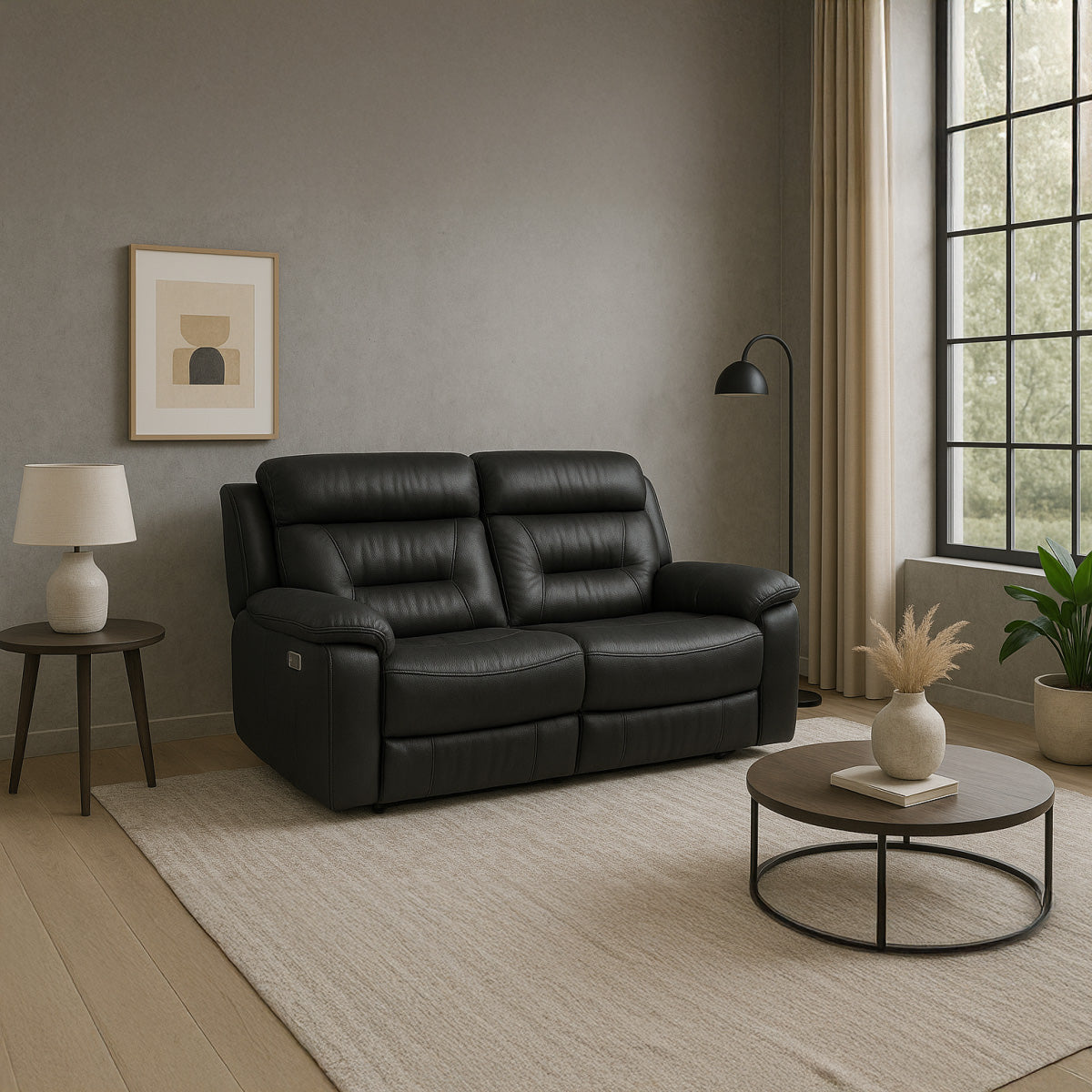 Nelson - Reclining Loveseat - Black Leather
