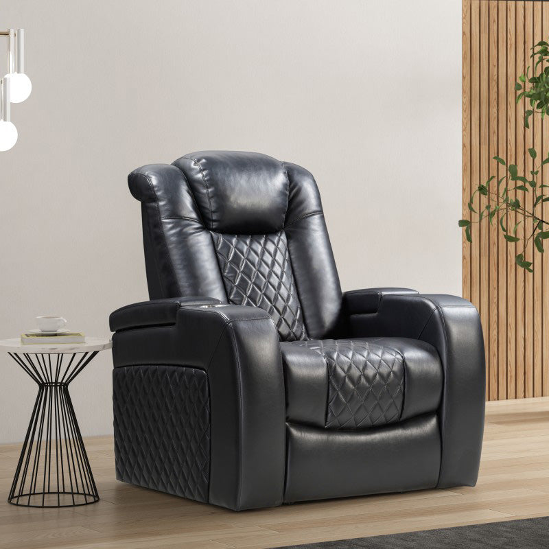 Austin - Fauteuil Inclinable Éléctrique - Cuir Noir