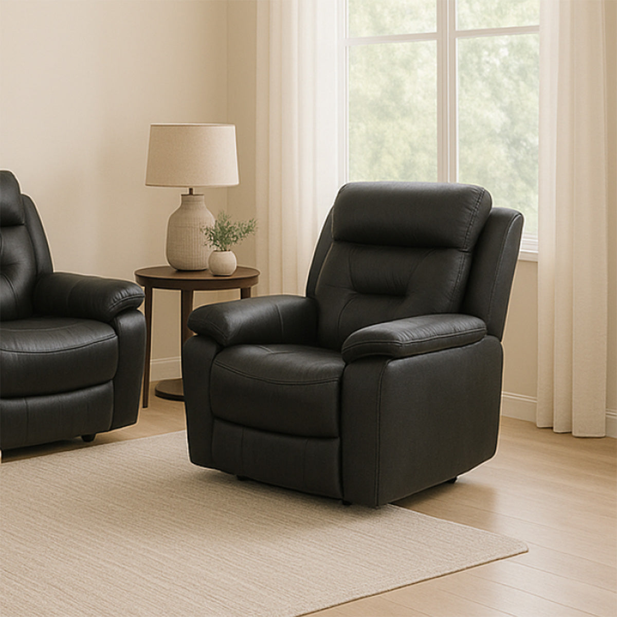 Nelson - Reclining Armchair - Black Leather