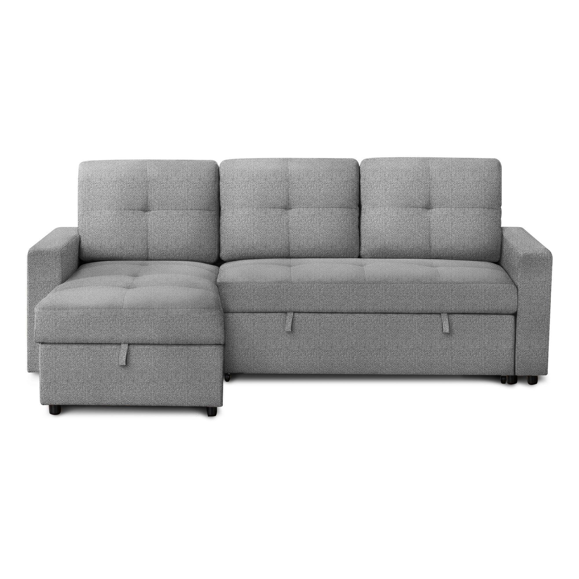 Leana - Sofa Lit Sectionnel Réversible - Tissu Gris Pâle